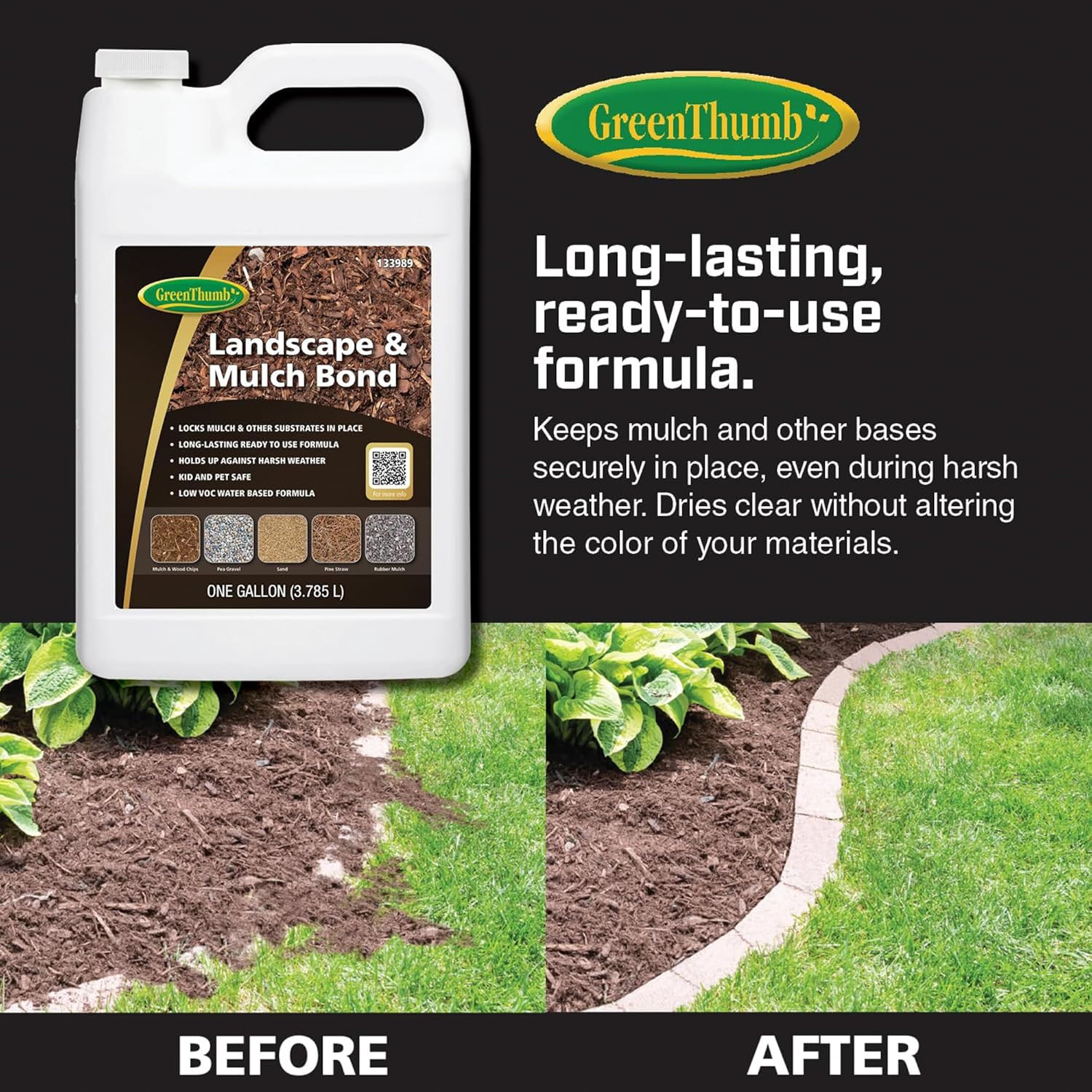 GreenThumb, Landscape and Mulch Bond, Mulch Glue for Landscaping, Rock, Pea Grav