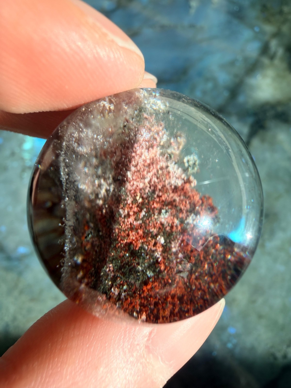 Garden Quartz Sphere From Brazil, 1.08″ | Scenic Lodolite Crystal Sphere