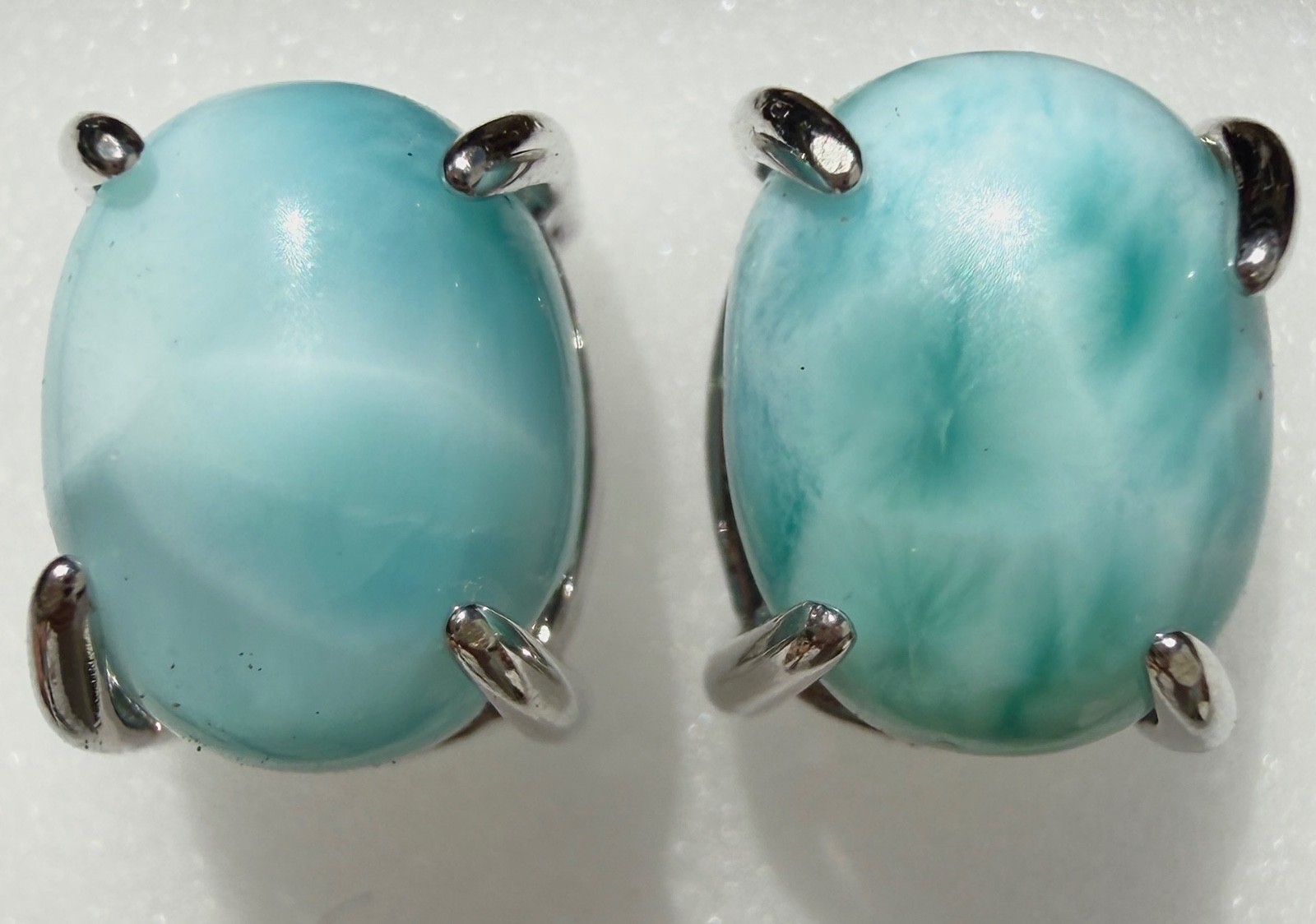 5 pairs Natural Larimar Stud Earring 7x9mm