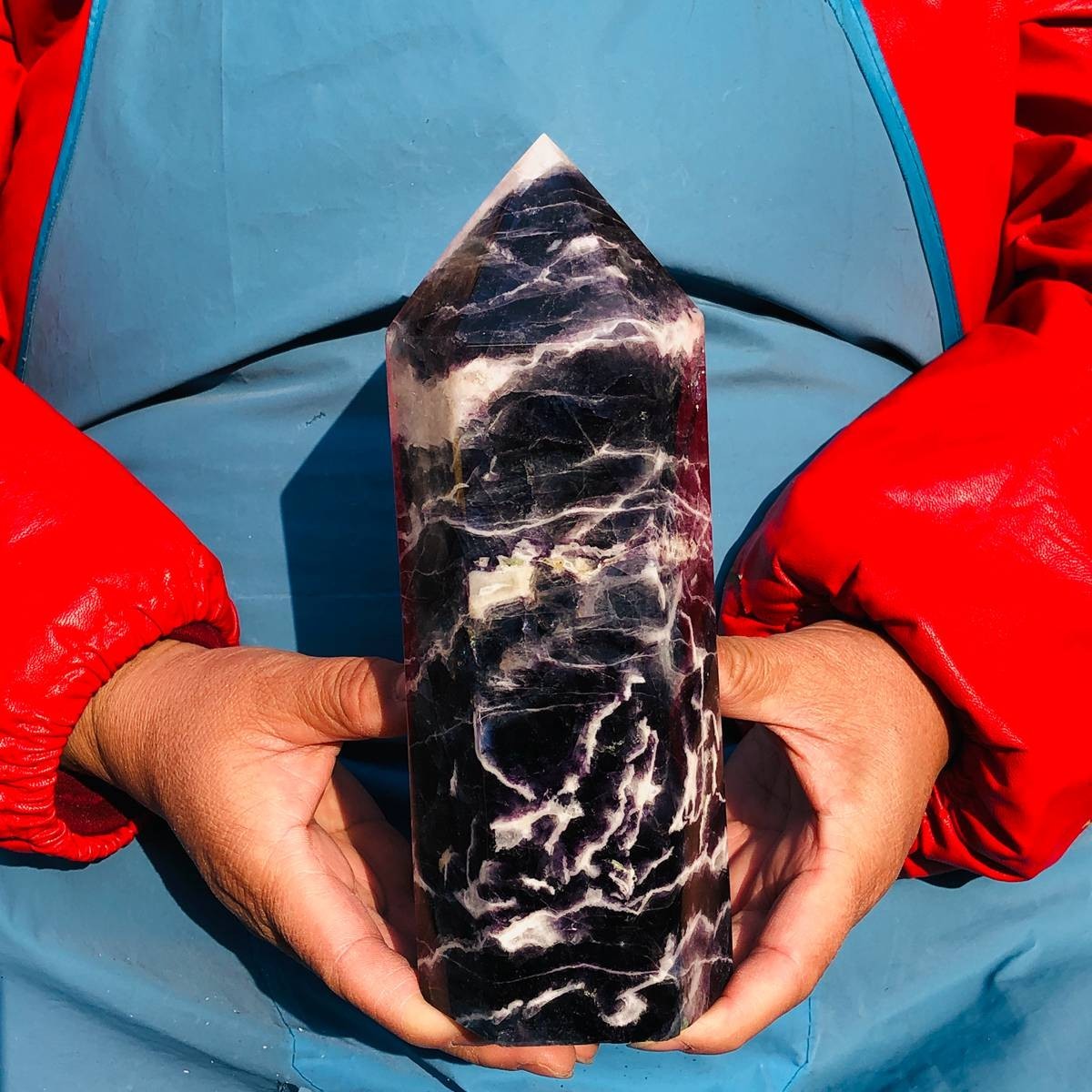 4.15LB Natural Colourful Fluorite Obelisk Quartz Crystal Tower Healing