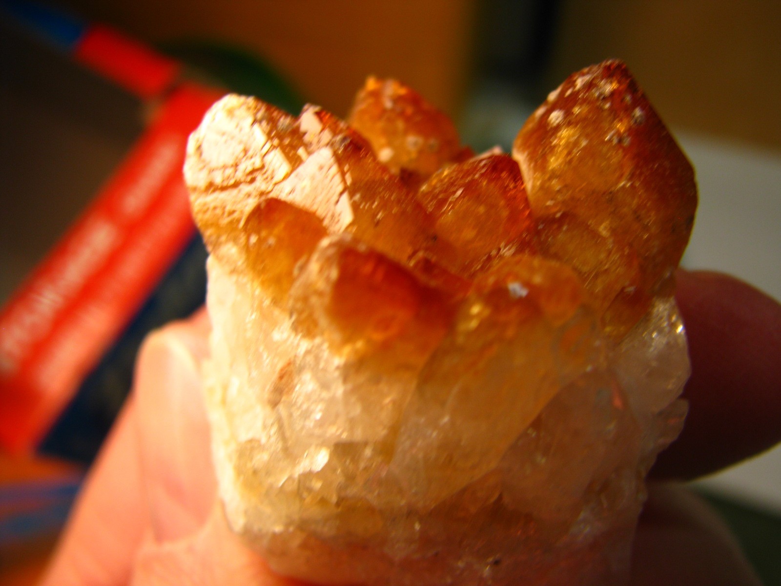 56g 1.8×1.3×1.4inch GOLDEN/YELLOW CITRINE CRYSTALS CLUSTER ON QUARTZ BRAZIL #049