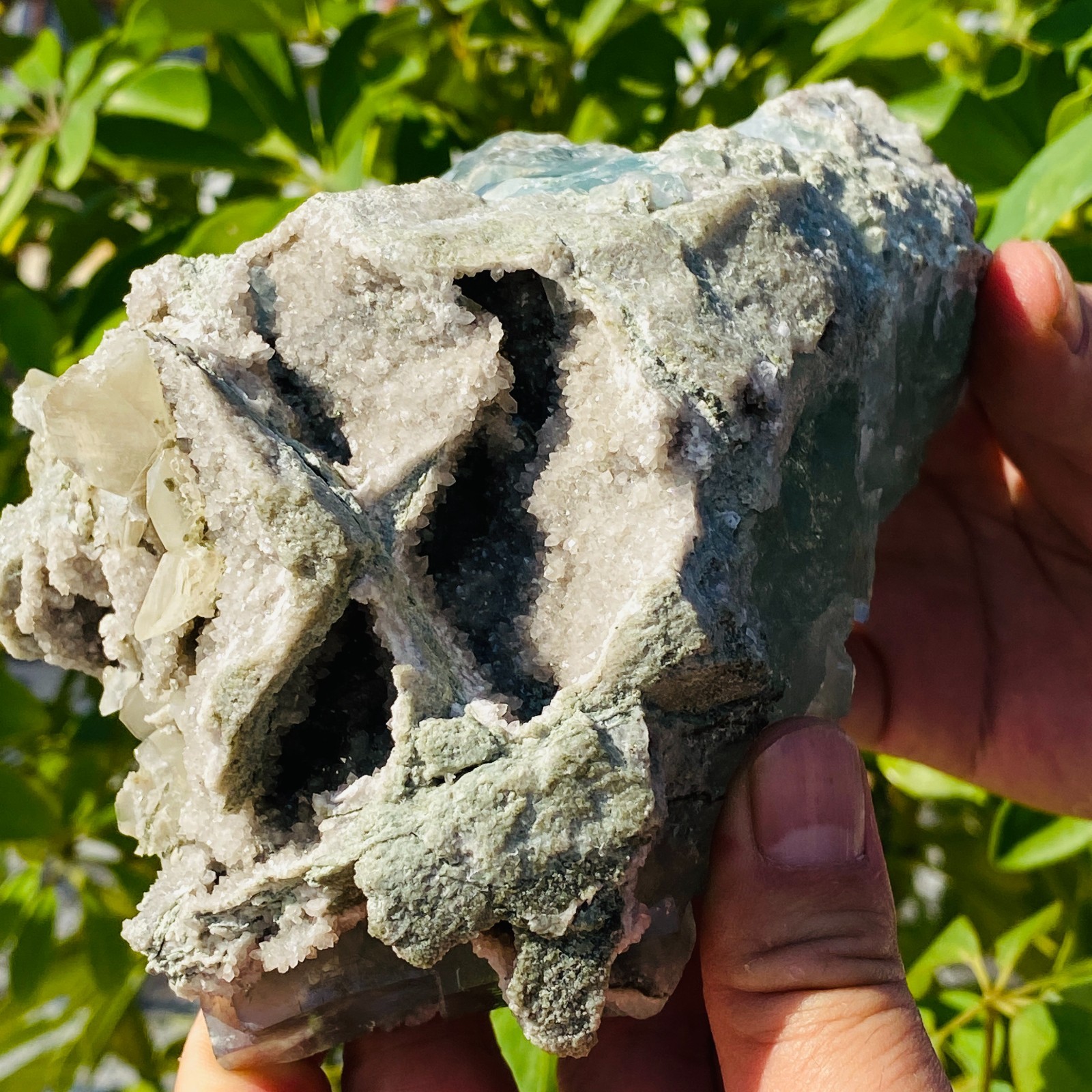 1706g Natural transparent blue green fluorite mineral crystal sample/China