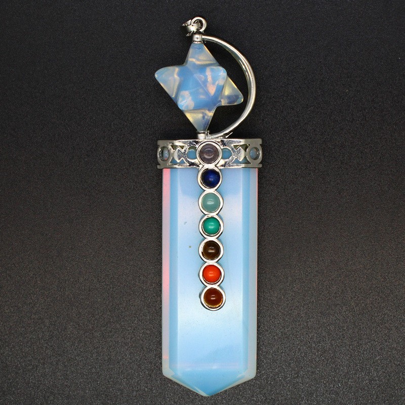 7 Chakra Natural Crystal Sword Pendant Merkaba Aventurine Healing Jewelry Gift