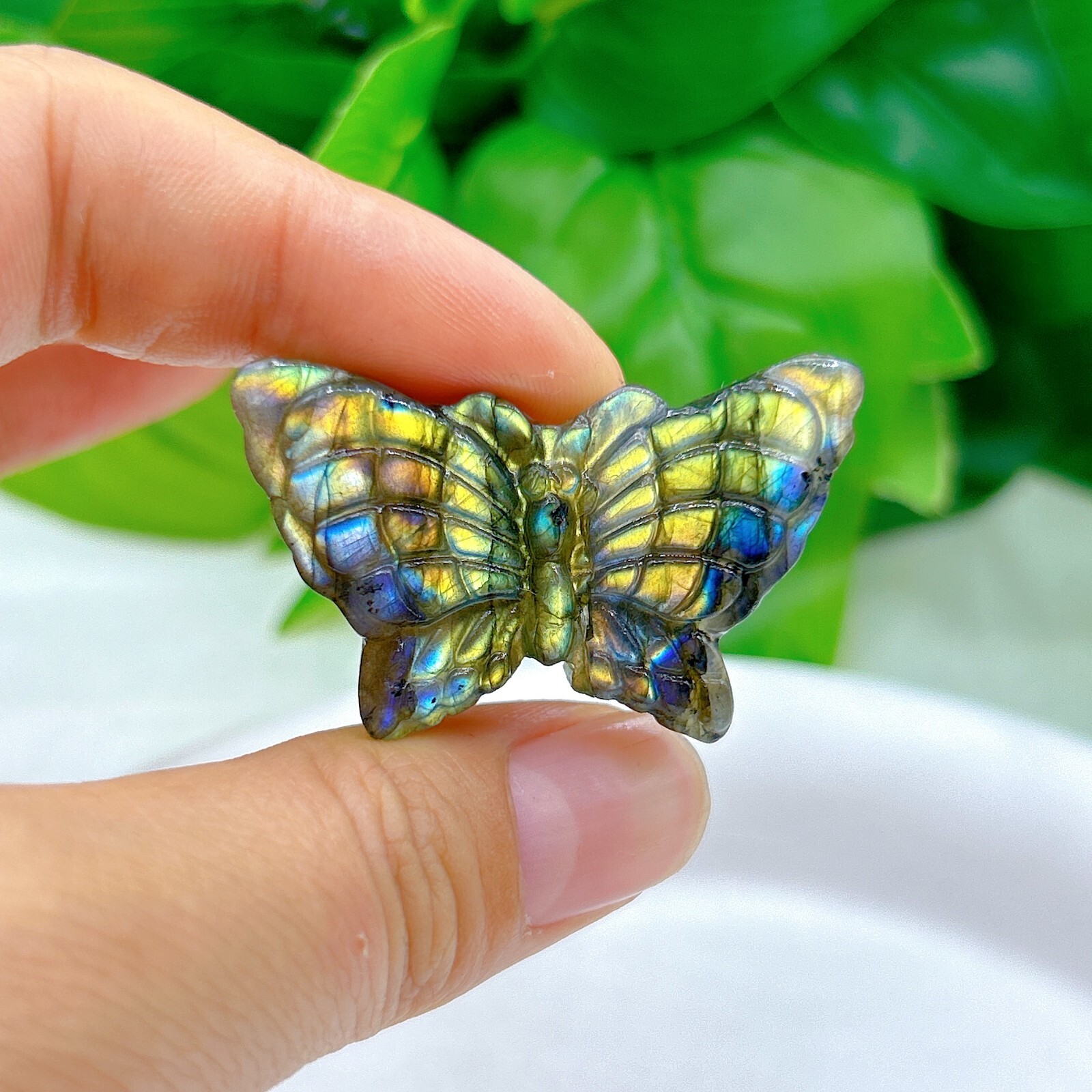 Natural labradorite Butterfly Hand Carved crystal Healing