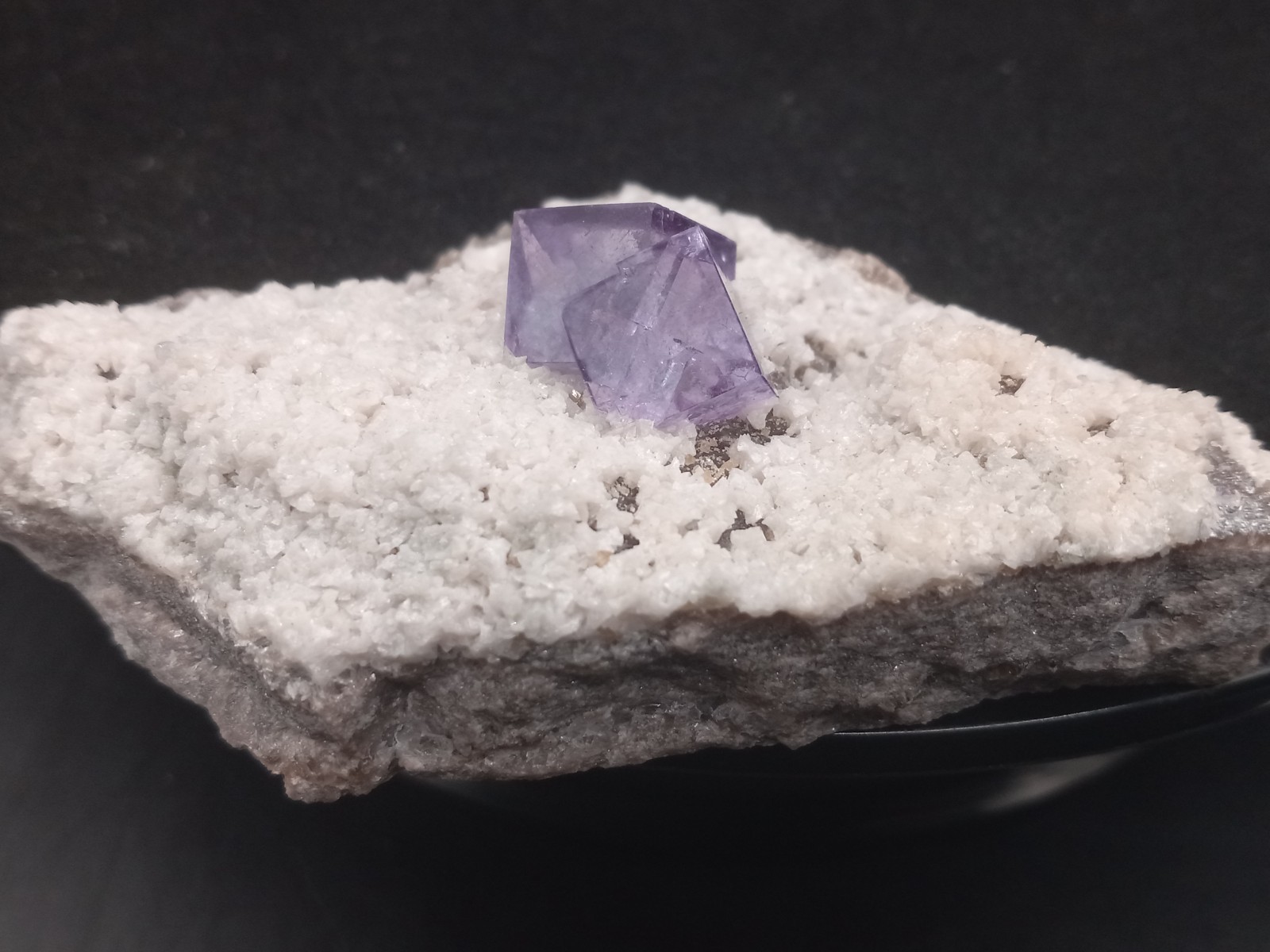 Purple Fluorite Cube Specimen with White Quartz on Matrix from Yaogangxian