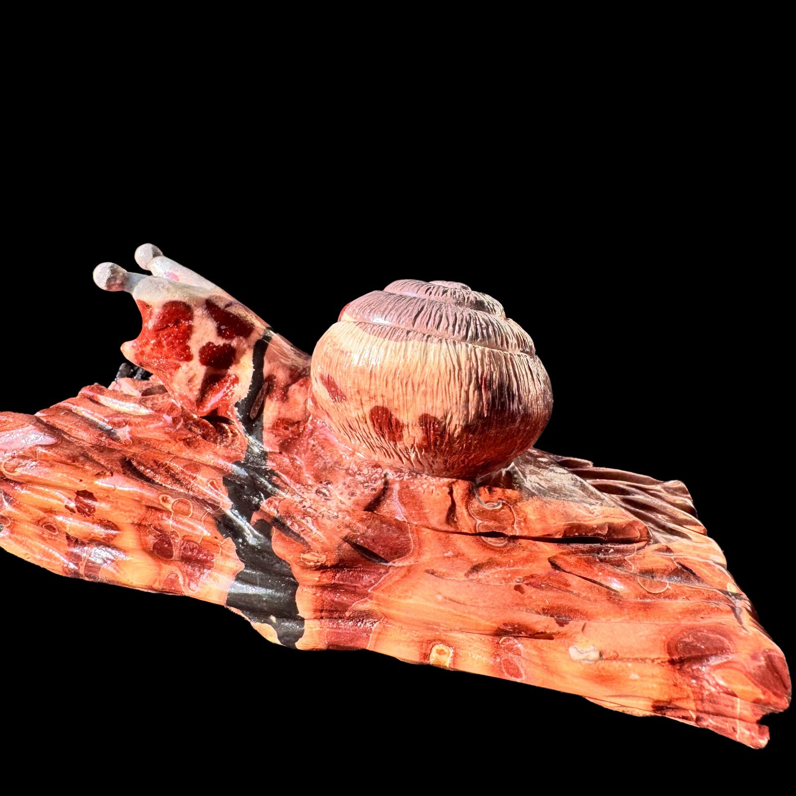 Hand Carved Natural Stone Snail Sculpture – Symbol of Patience, Free Shipping