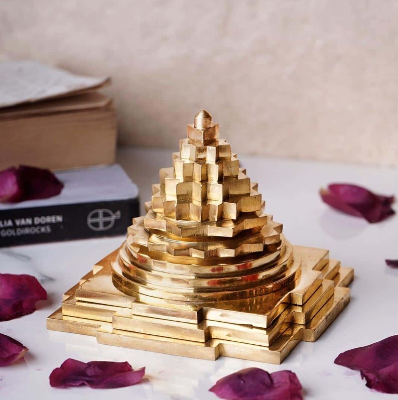 Meru Shree Yantra (Brass) Carved Yantra For Pooja Goddess Laxmi Yantra HomeDecor