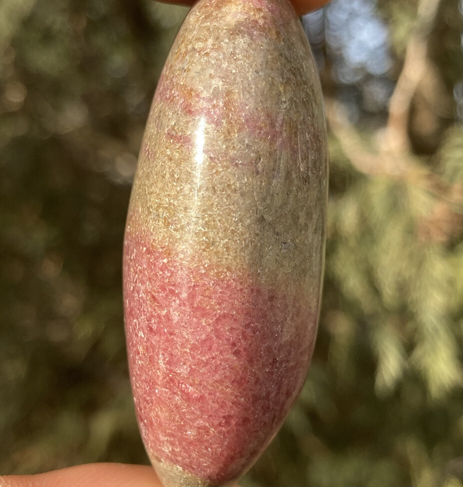 Handmade RED RHODONITE Polished Palm Stone Crystal AMBINDAVATO MADAGASCAR 2.16”