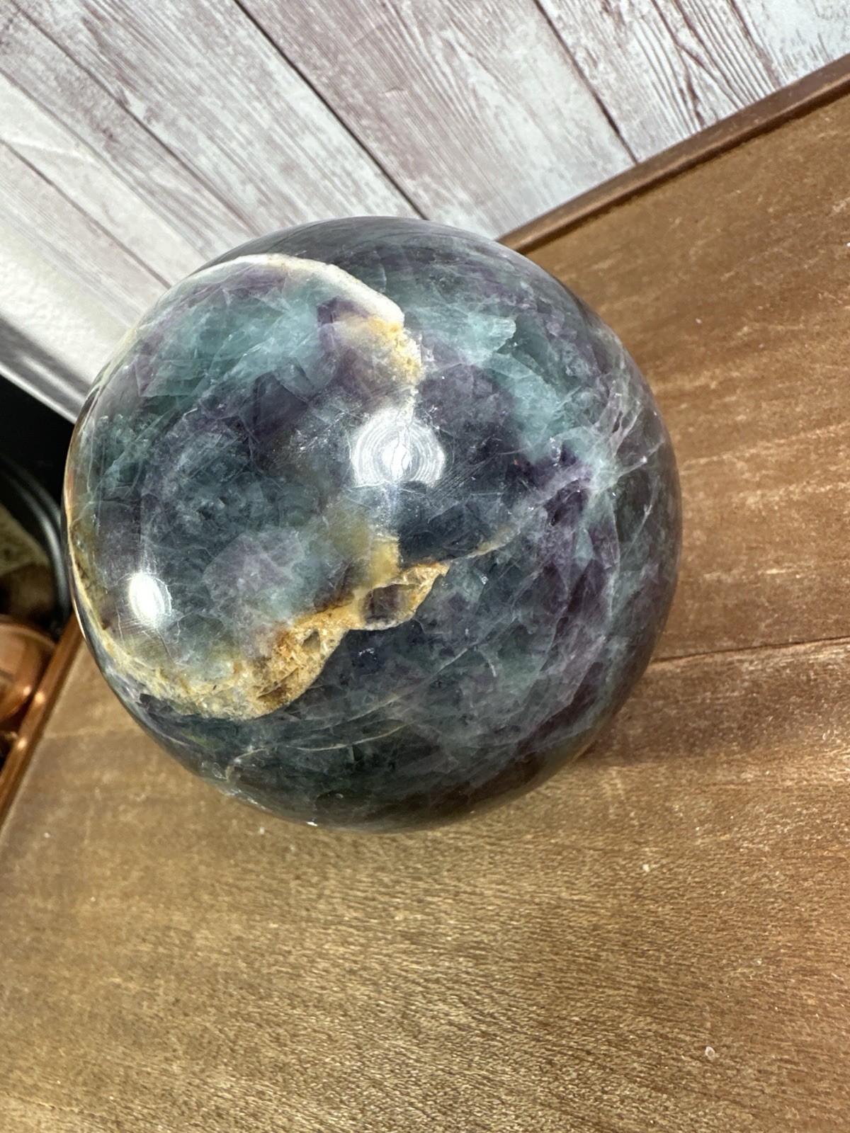 Flourite Sphere Green Purple Ball Gazing 1017 Gram See All Pics For True Beauty