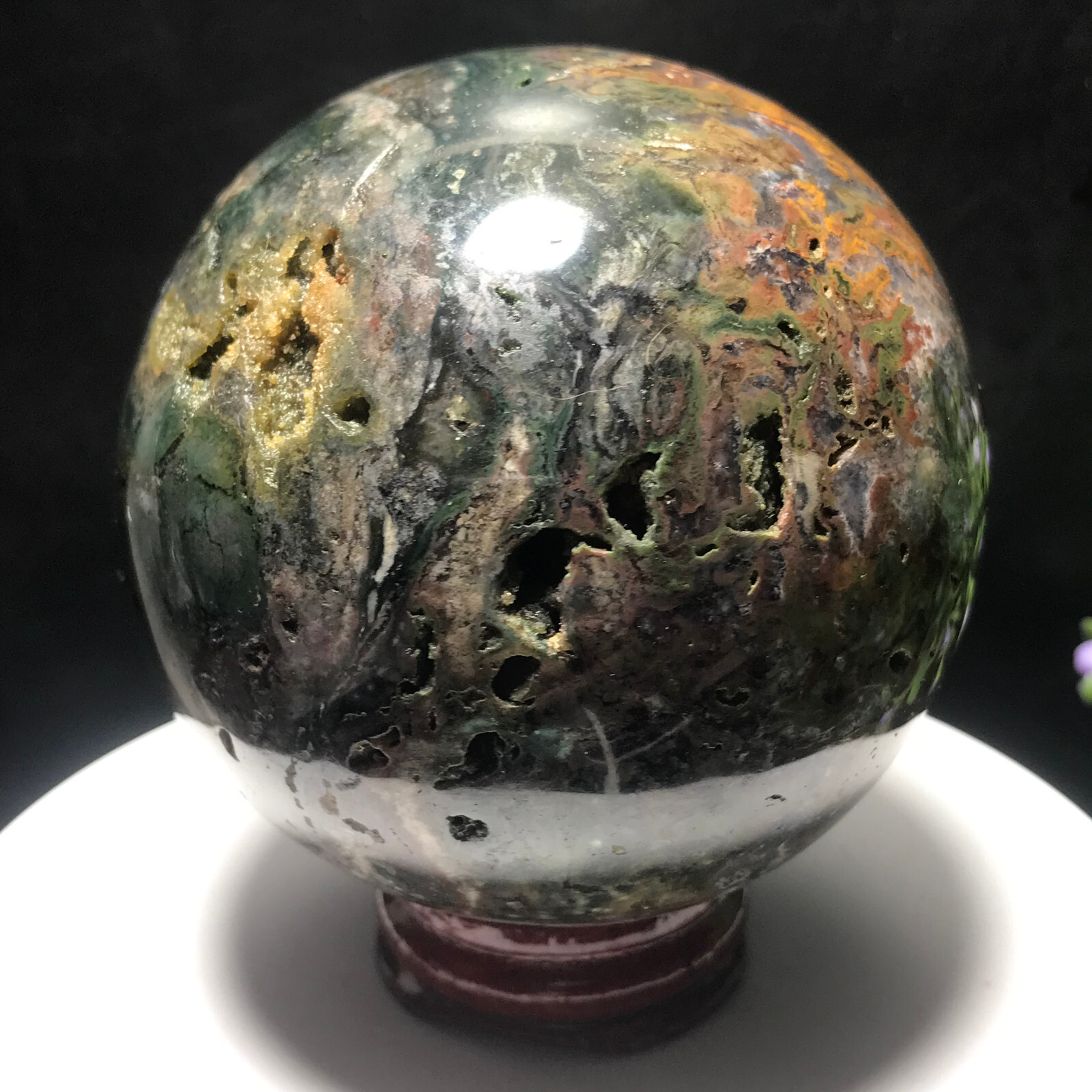 515g 73mm Colourful Ocean Jasper Quartz Crystal Ball Specimen Healing 63