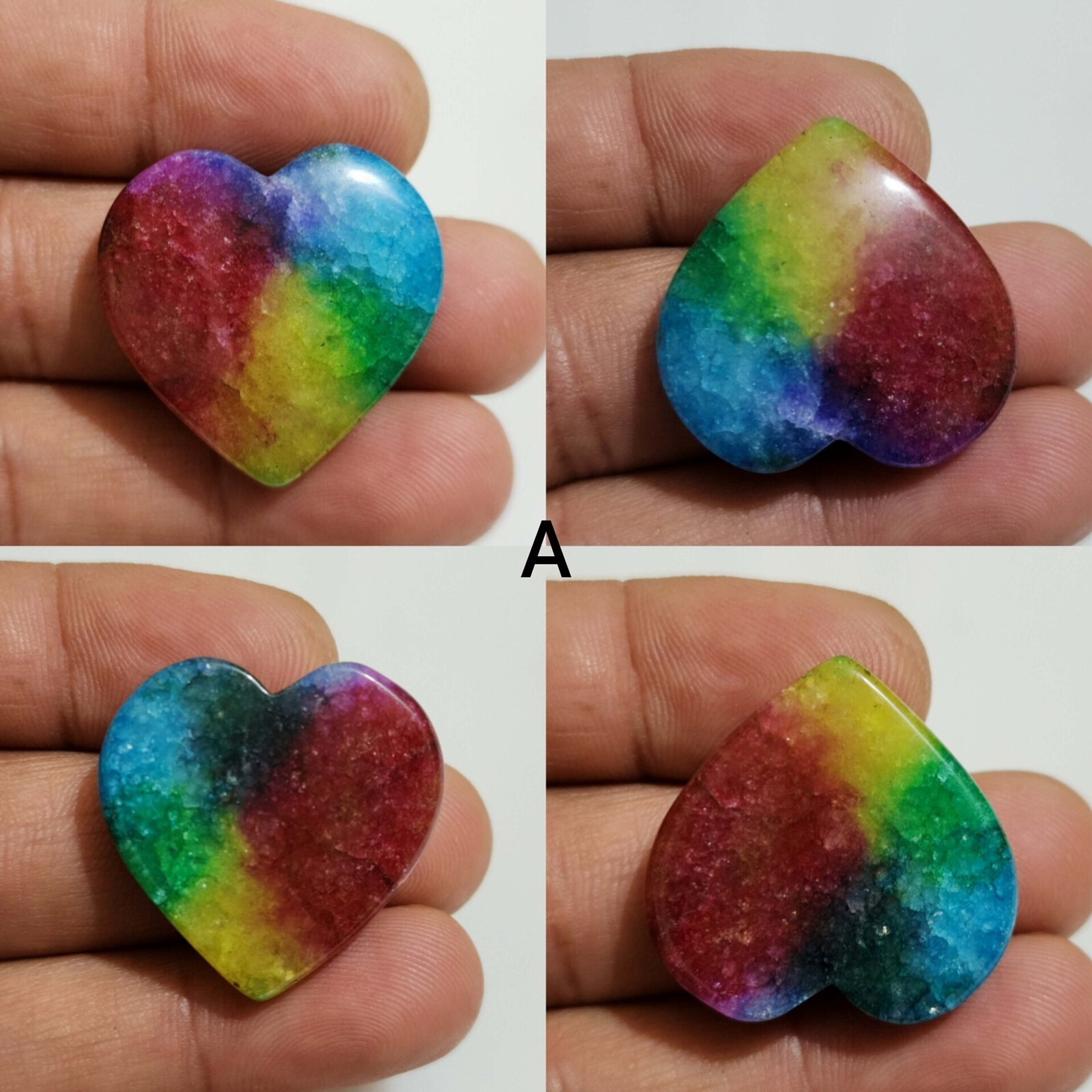 Use For Jewelry Amazing Rainbow Solar Quartz Cabochon Heart Shape Loose Gemstone