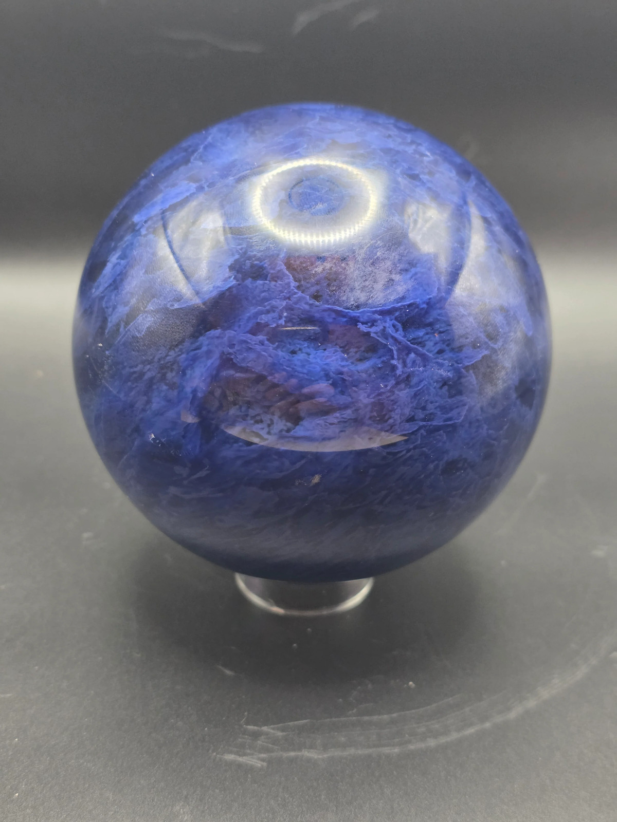 Jumbo blue quartz sphere! 96mm, 3.7 inches, 2.5 pounds