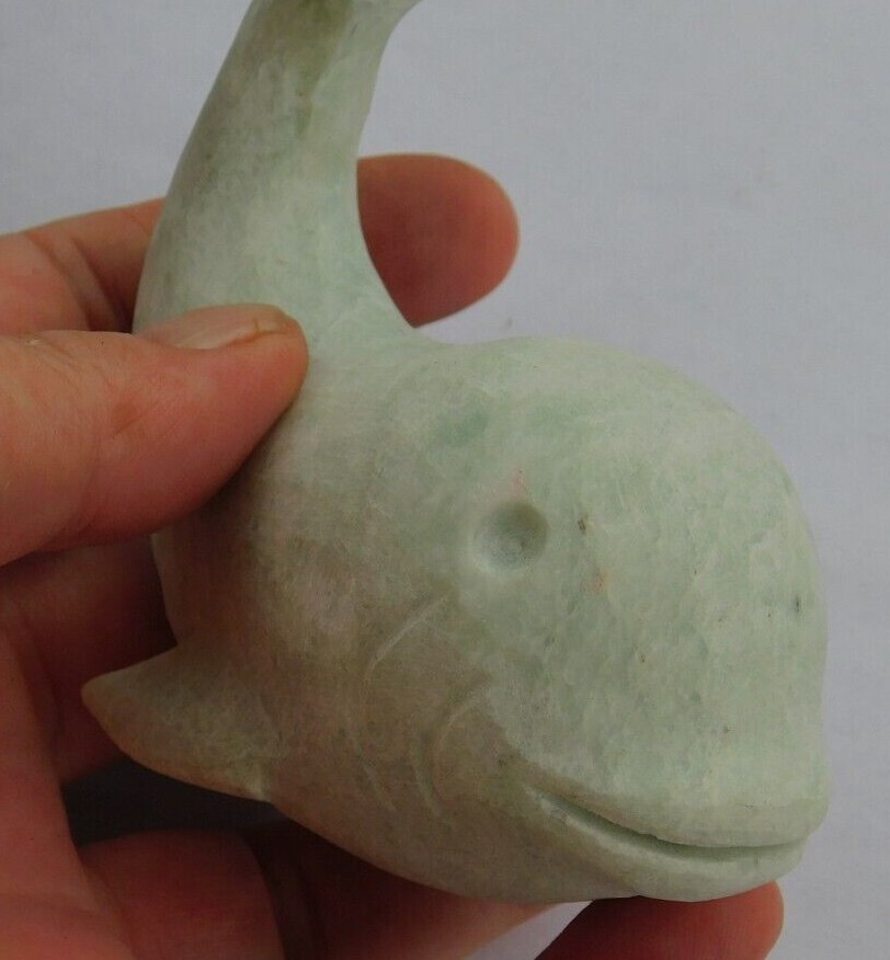 Dolphin Figurine Soapstone Hand Carved Almost 4 inches