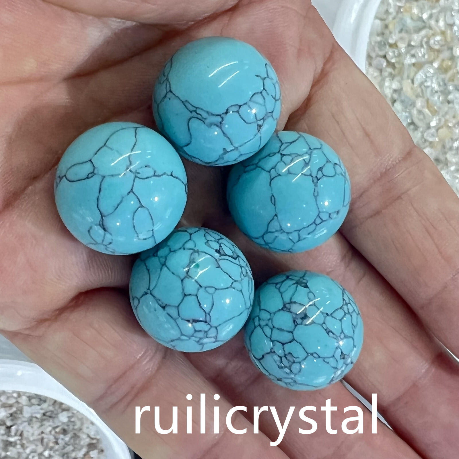 Wholesale Lot 7 pcs turquoise Sphere Crystal Ball Energy Healing20mm