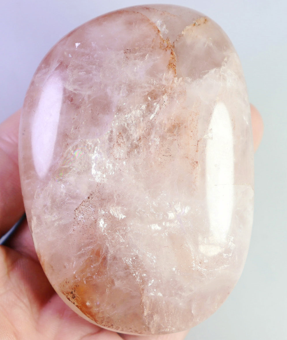 Natural RED FIRE Hematoid Quartz Crystal Palm Stone Reiki Healing Energy