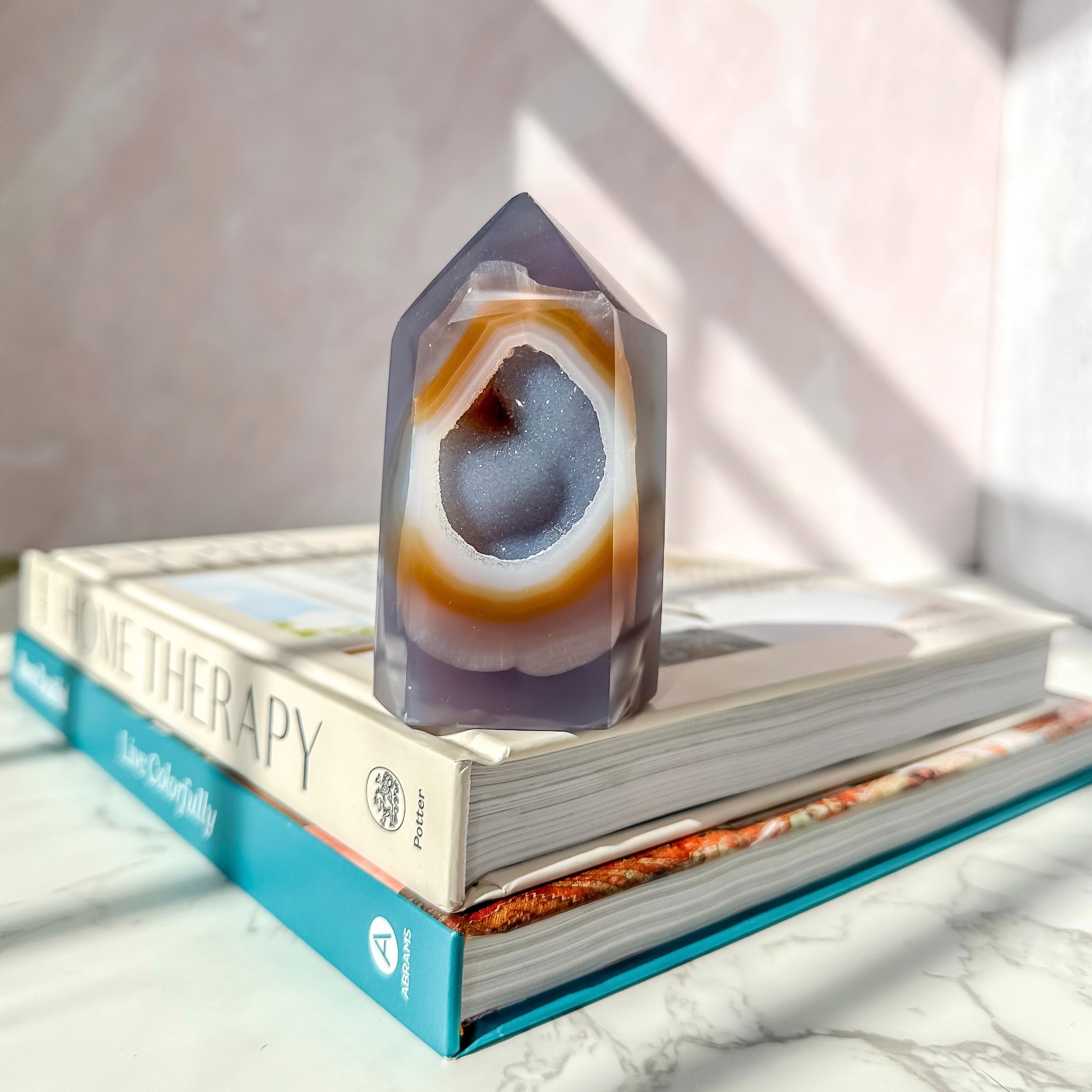 Agate Tower with Druzy (10.1 oz) | Natural Gemstone Home Decor