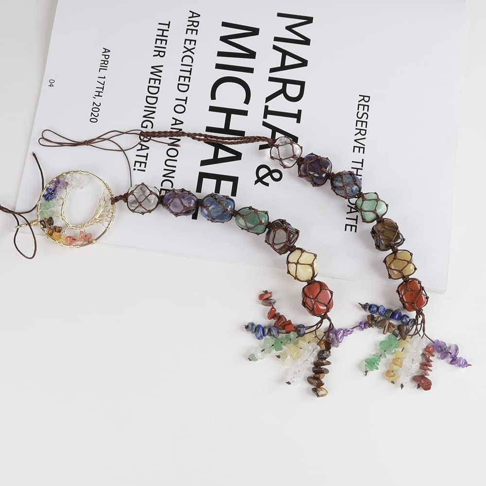 7 Chakra Stone Healing Crystal Tree of Life Wall Hanging Home Interior Decoratio