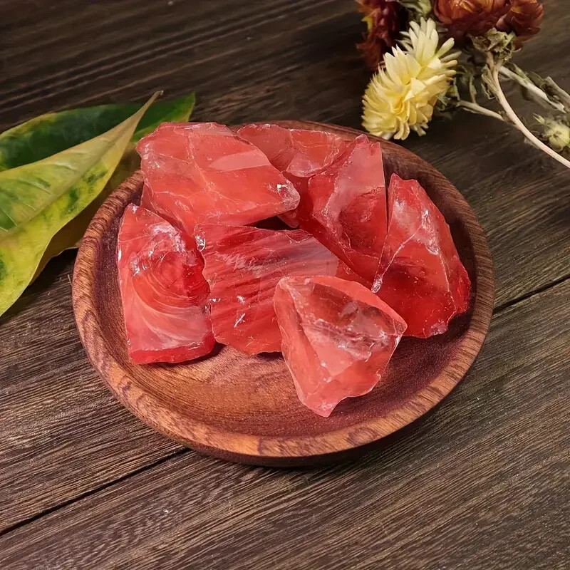 3Pcs Raw Large Cherry Quartz Rough Crystal Reiki Mineral Rocks Chunks Specimens