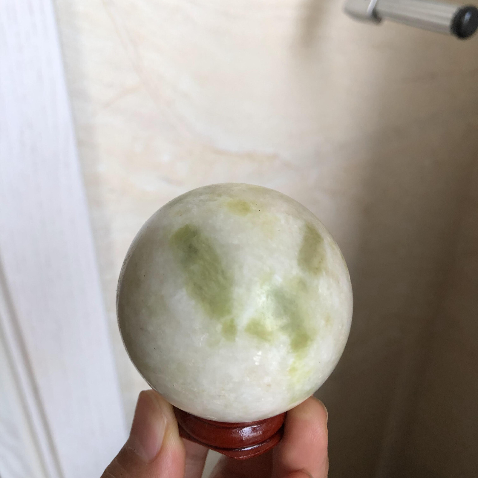 53mm Rare Natural yellow jade Semi-precious crystal Ball sphere 223g A2522
