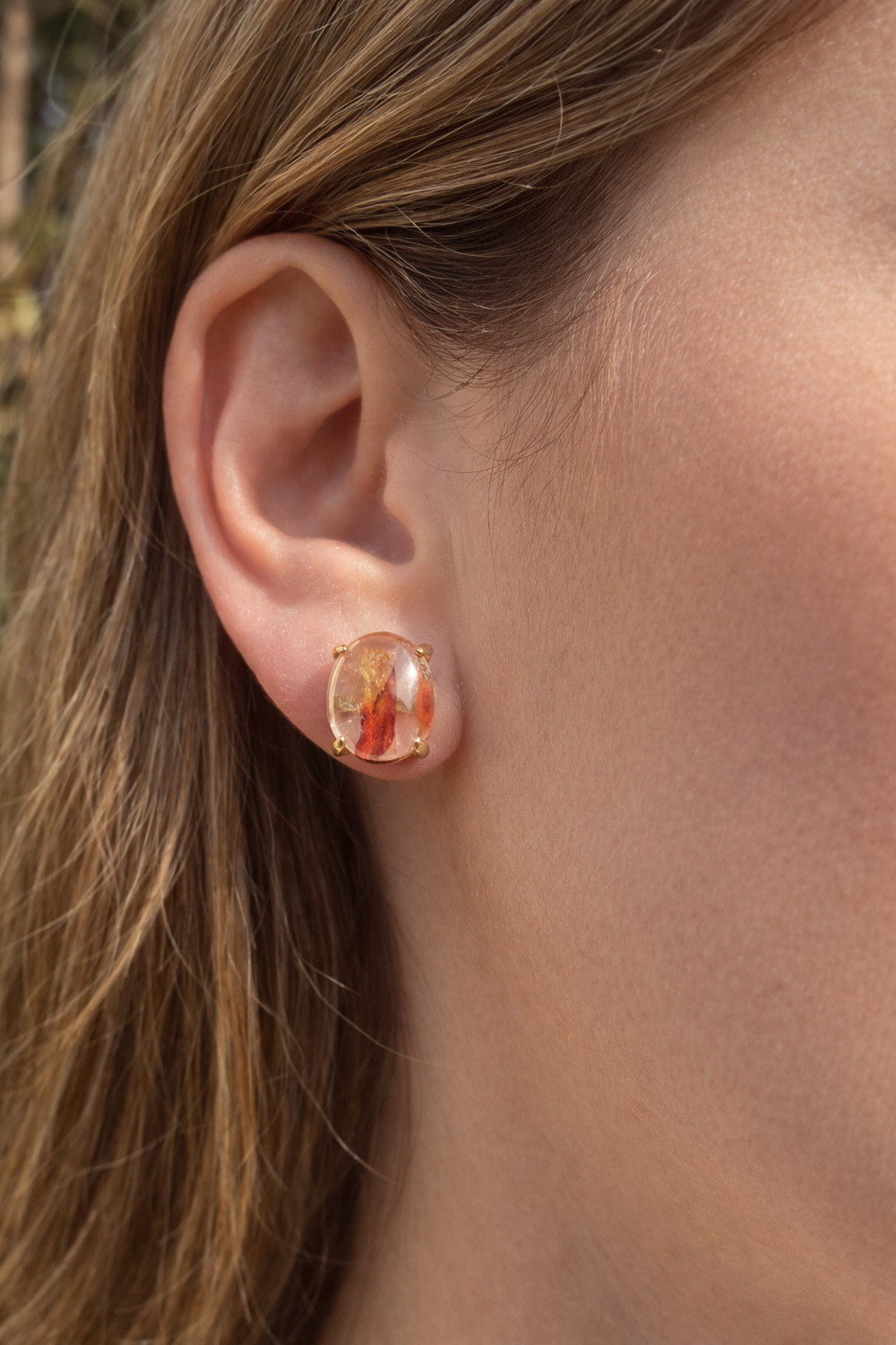 Wholesale 5 Pairs Natural Hematoid Stud Earring 8x10mm