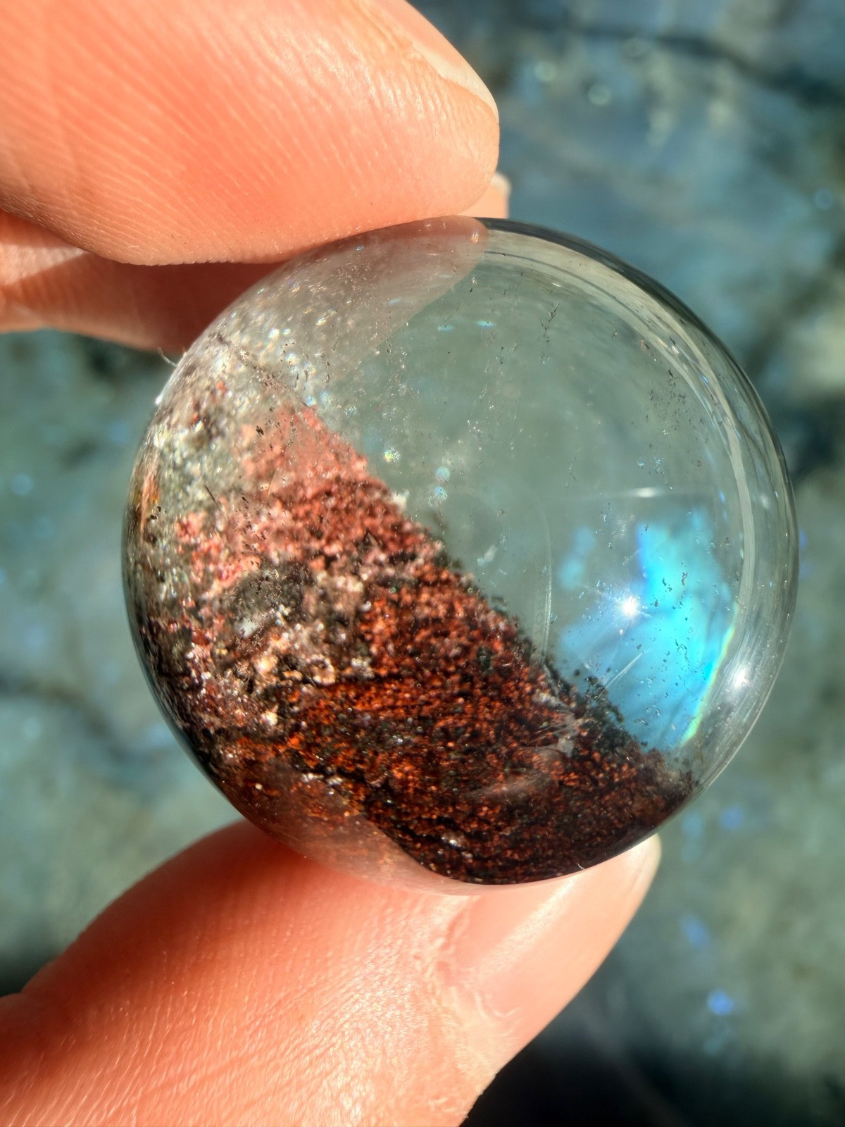 Garden Quartz Sphere From Brazil, 1.08″ | Scenic Lodolite Crystal Sphere
