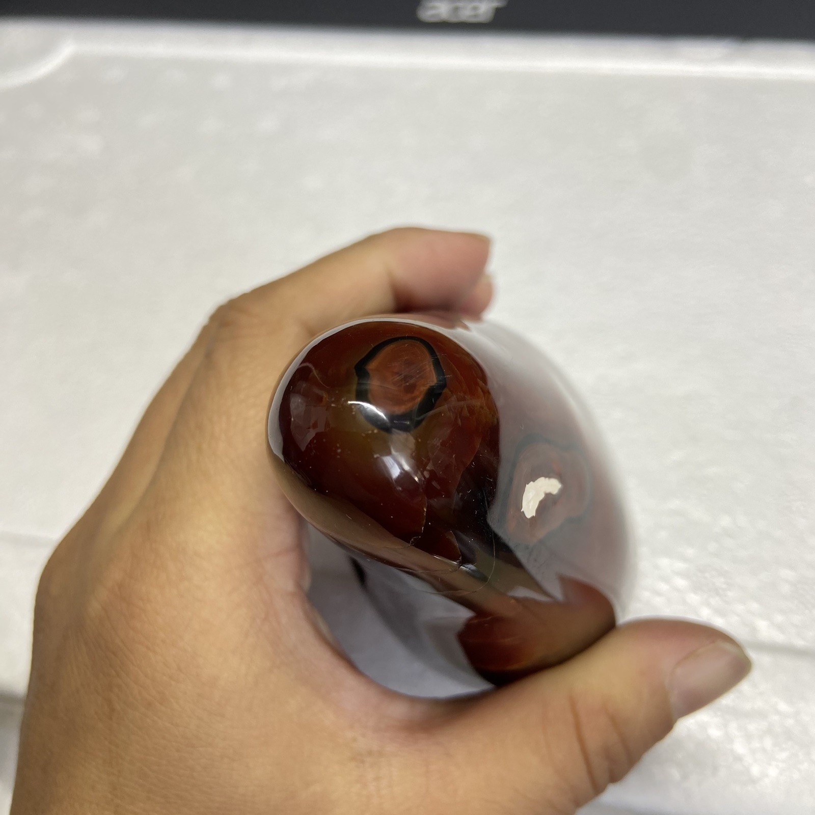 95mm380g Beautiful Deep Red Agate Carnelian Palm Geode Reiki Crystal Md Y138