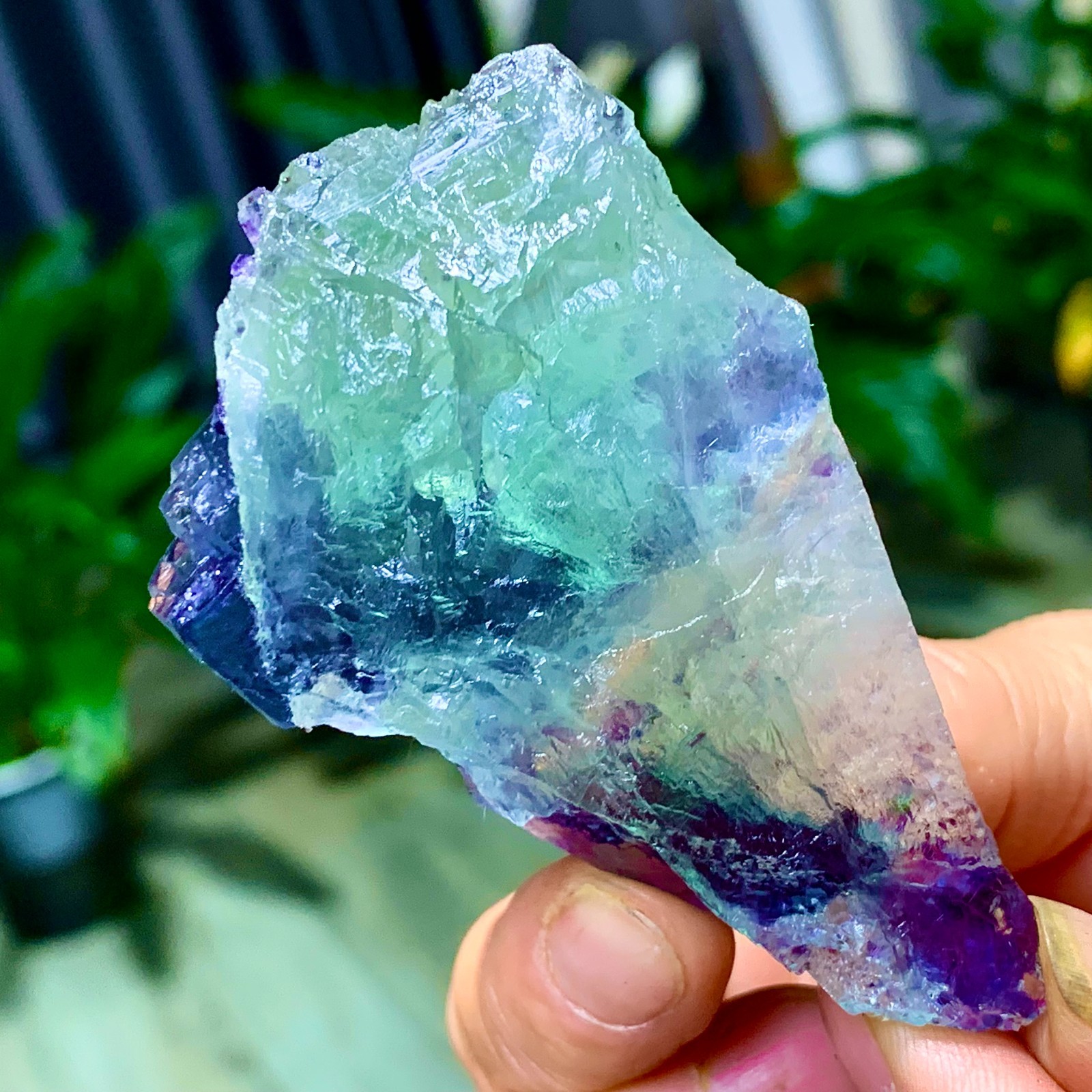 86G Rare transparent green purple cubic Zhejiang fluorite mineral sample