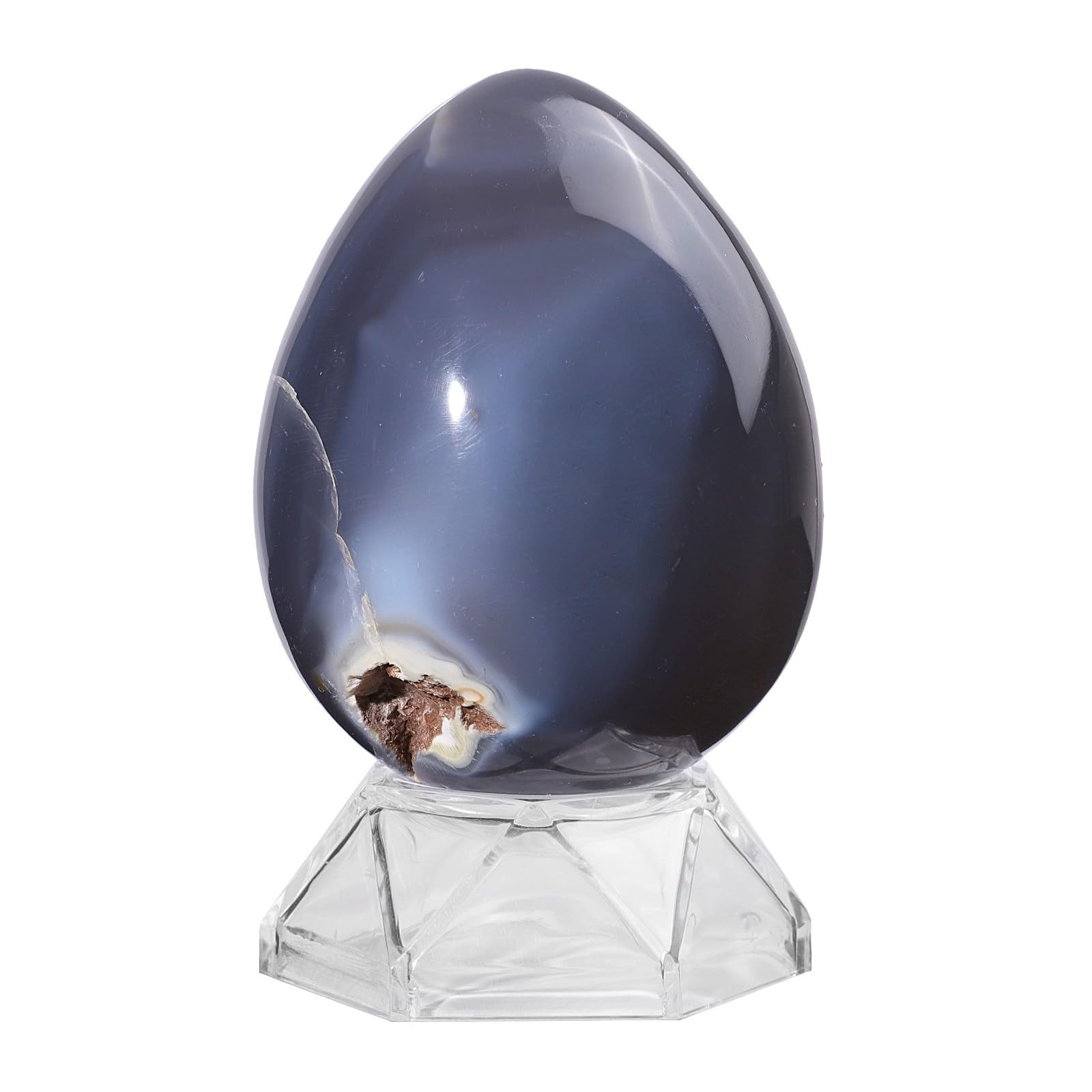 Natural Orca Agate Stone Egg Figurine Home Office Easter Decoration Reiki Hea…