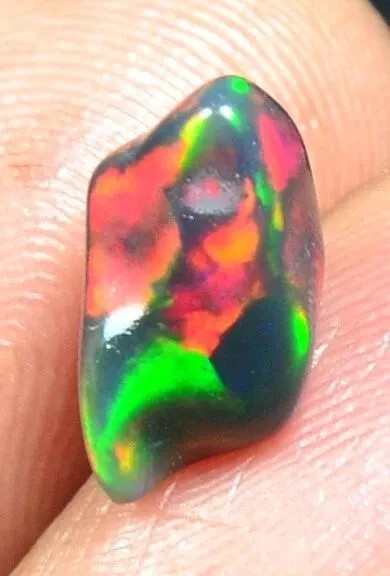 Ethiopian Fire Black Opal rough, Polished Natural Crystal, Healing Stone 1 pcs