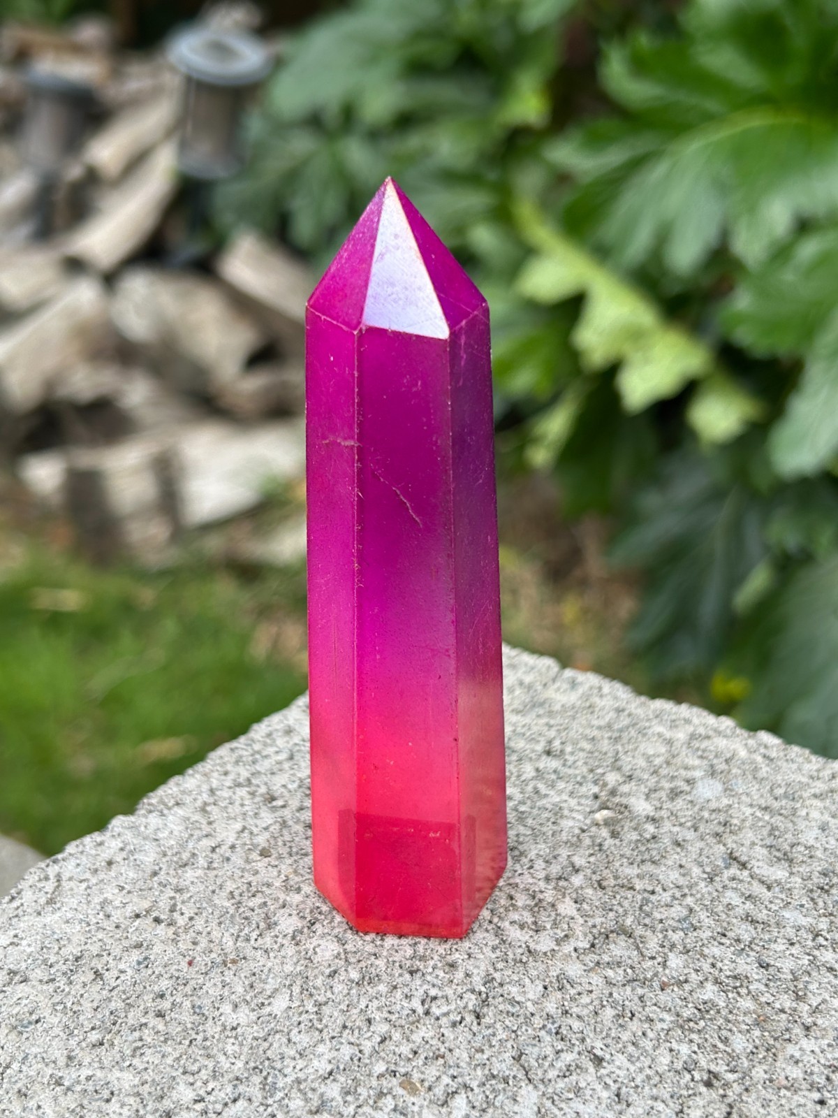 Purple Pink Ombre Aura Quartz Crystal Point Tower Vibrant Bright Energetic