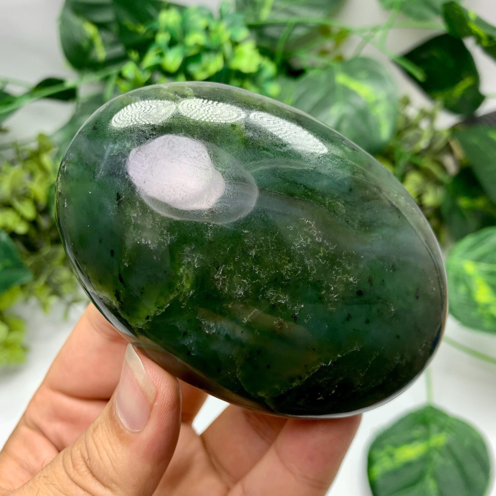 264g Best Quality Green Nephrite Jade Palm Stone, Nephrite Jade, Nephrite, Nephr