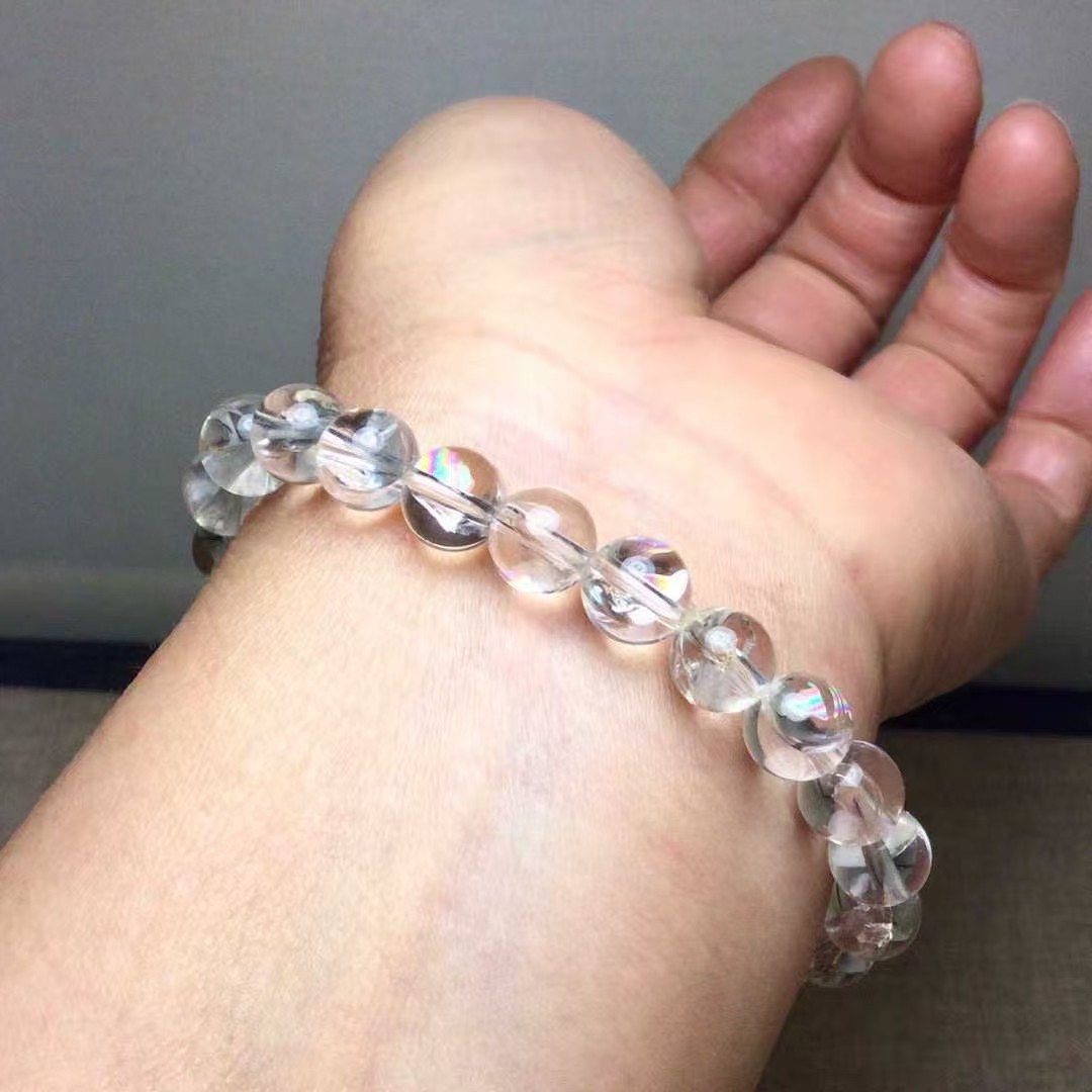 8.5mm Natural White crystal Bracelet Crystal Gemstone Stretch Bracelet random