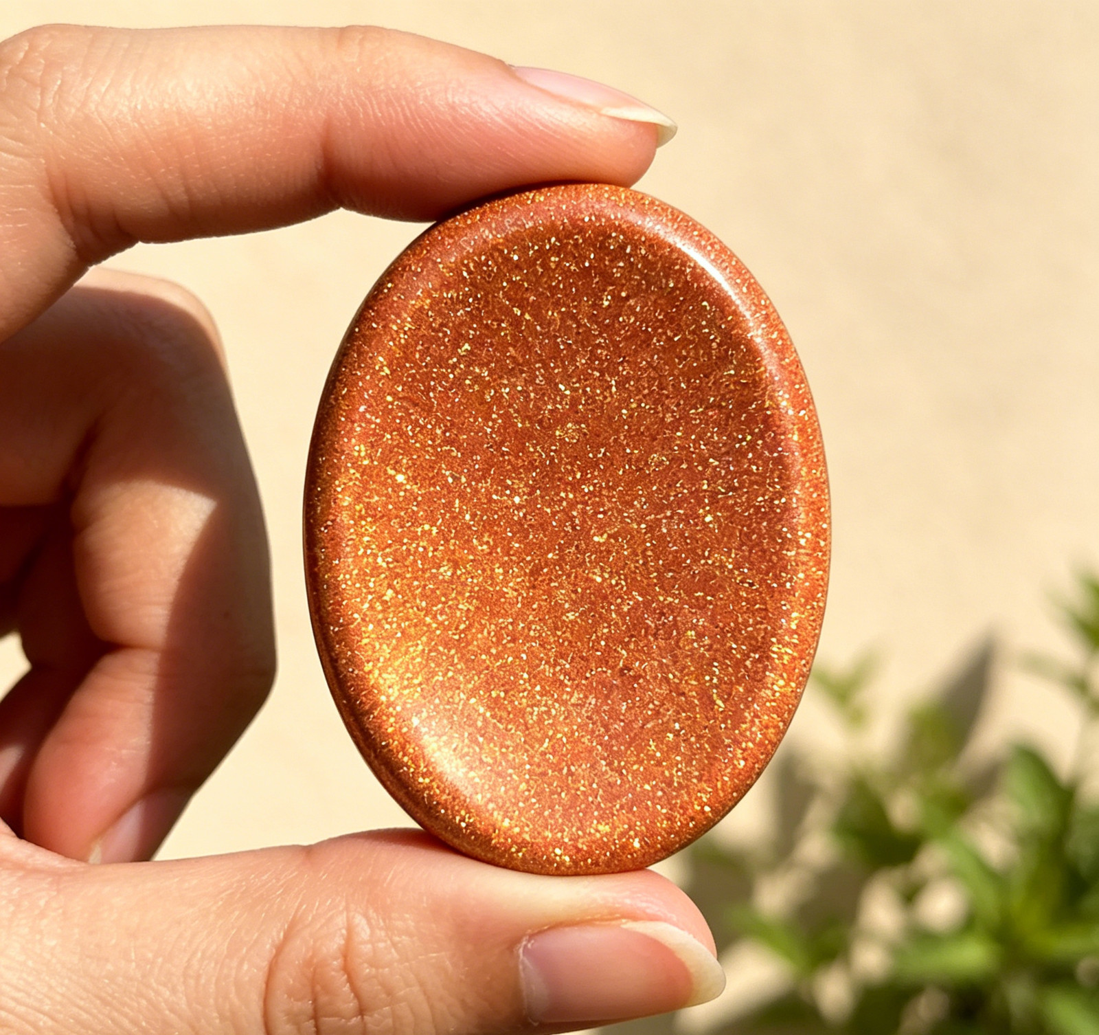 3PCS Natural Red Goldstone Worry Stone |Calming Pocket Stone Anxiety Relief Gift