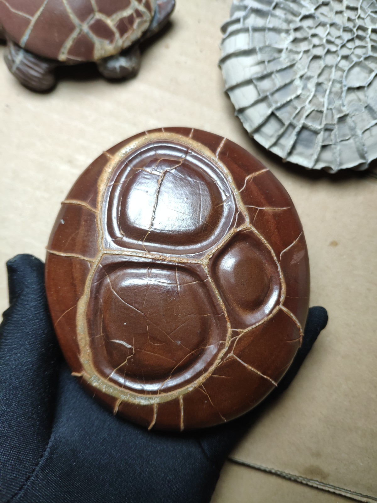 680g beautiful Natural tortoise back pattern stone Landscape stone