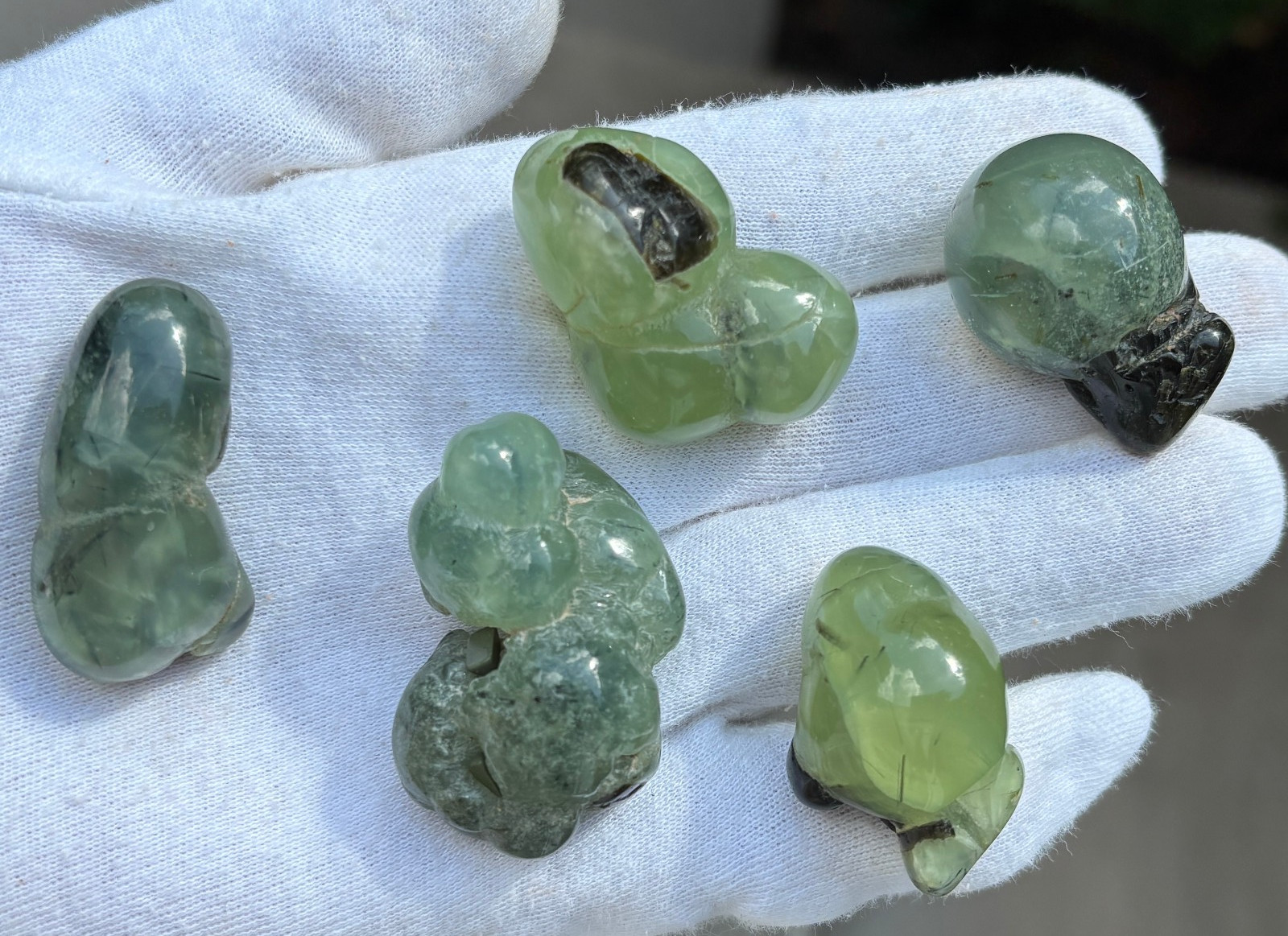 USA SALE 120g LOT 5 PREHNITE & EPIDOTE BOTRYOIDAL TUMBLES TUMBLE STONE STONES