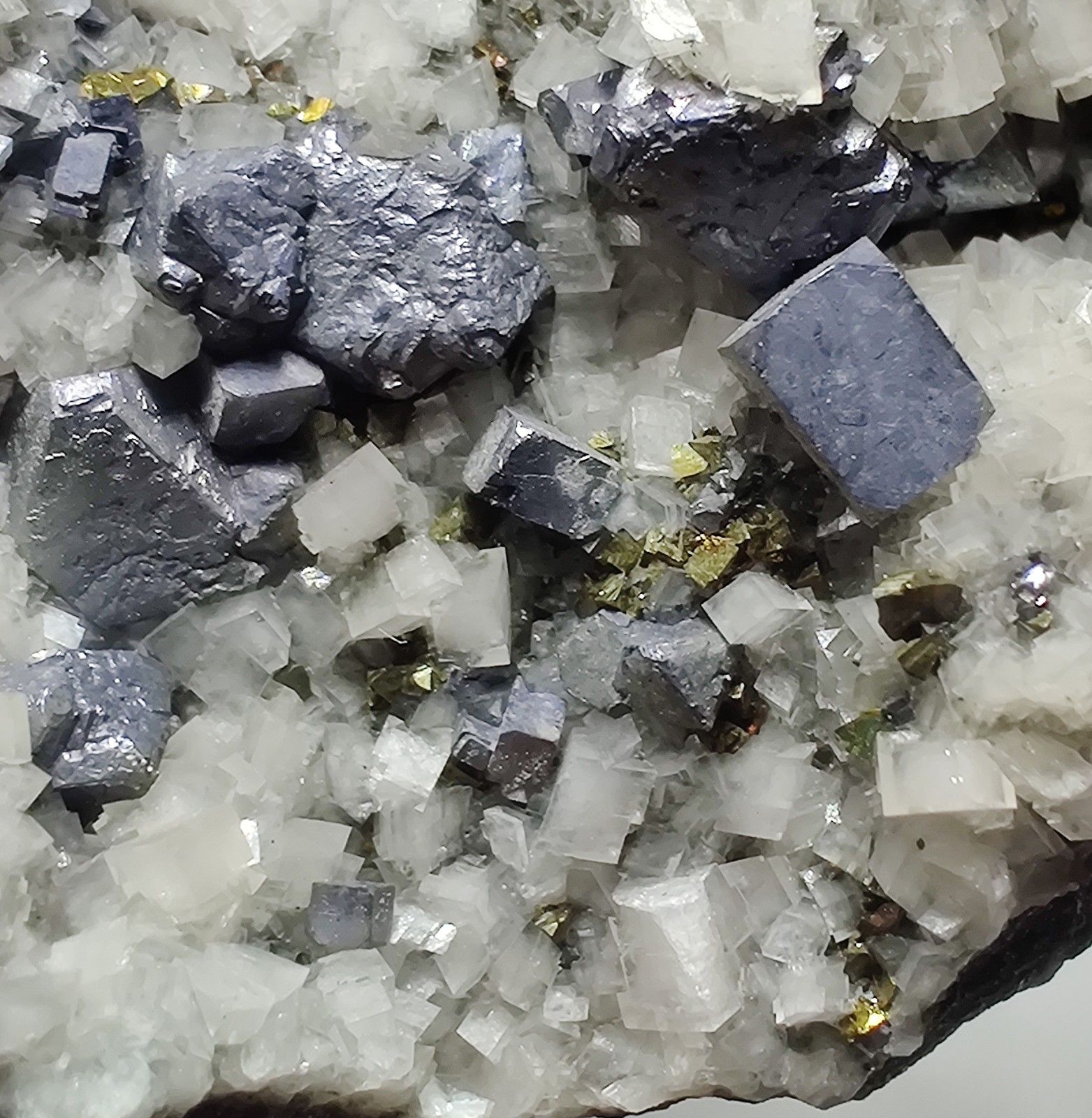 Galena with Dolomite, Chalcopyrite crystals. Viburnum Trend, Missouri. 59 grams.