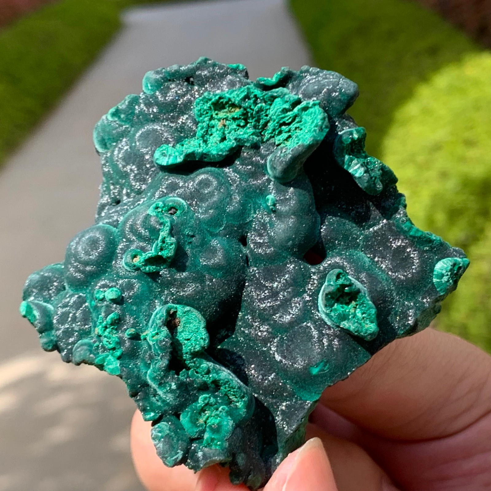 85G Natural glossy malachite cat eye transparent cluster rough mineral Sample