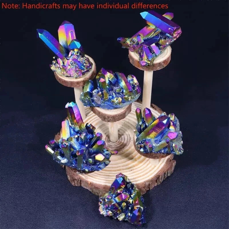 Rainbow Aura Quartz Crystal Raw Titanium Cluster Healing Reiki Home Decor Gift