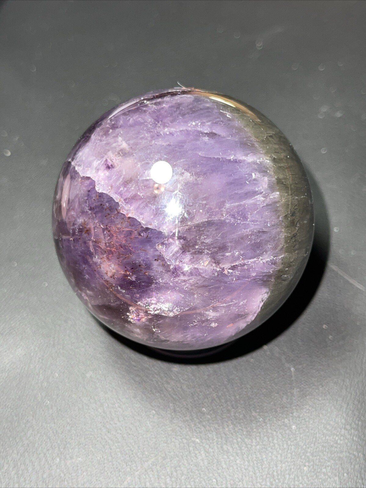 Auralite 23 Crystal Sphere Ball Orb Excellent Flash And a Rainbow 52.2mm 196g
