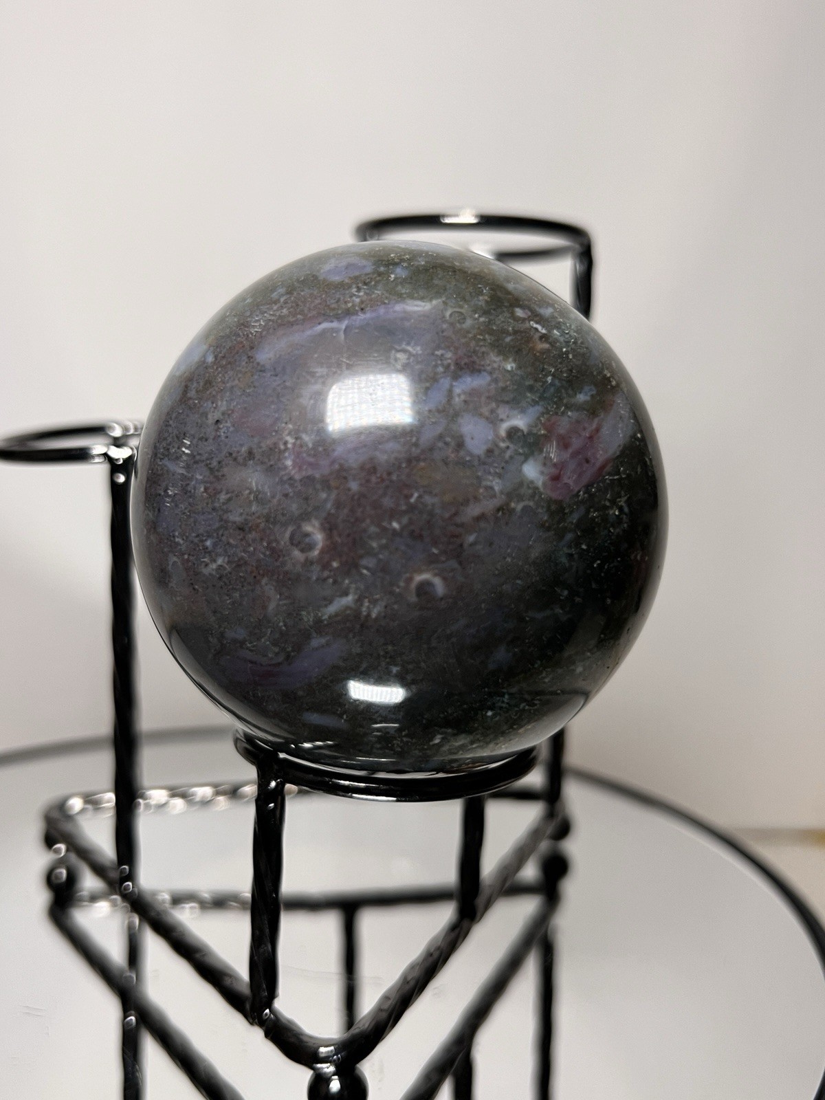 Ocean Jasper 3 Piece Sphere Set with Holder 63mm-67mm -See Pics for Measurements