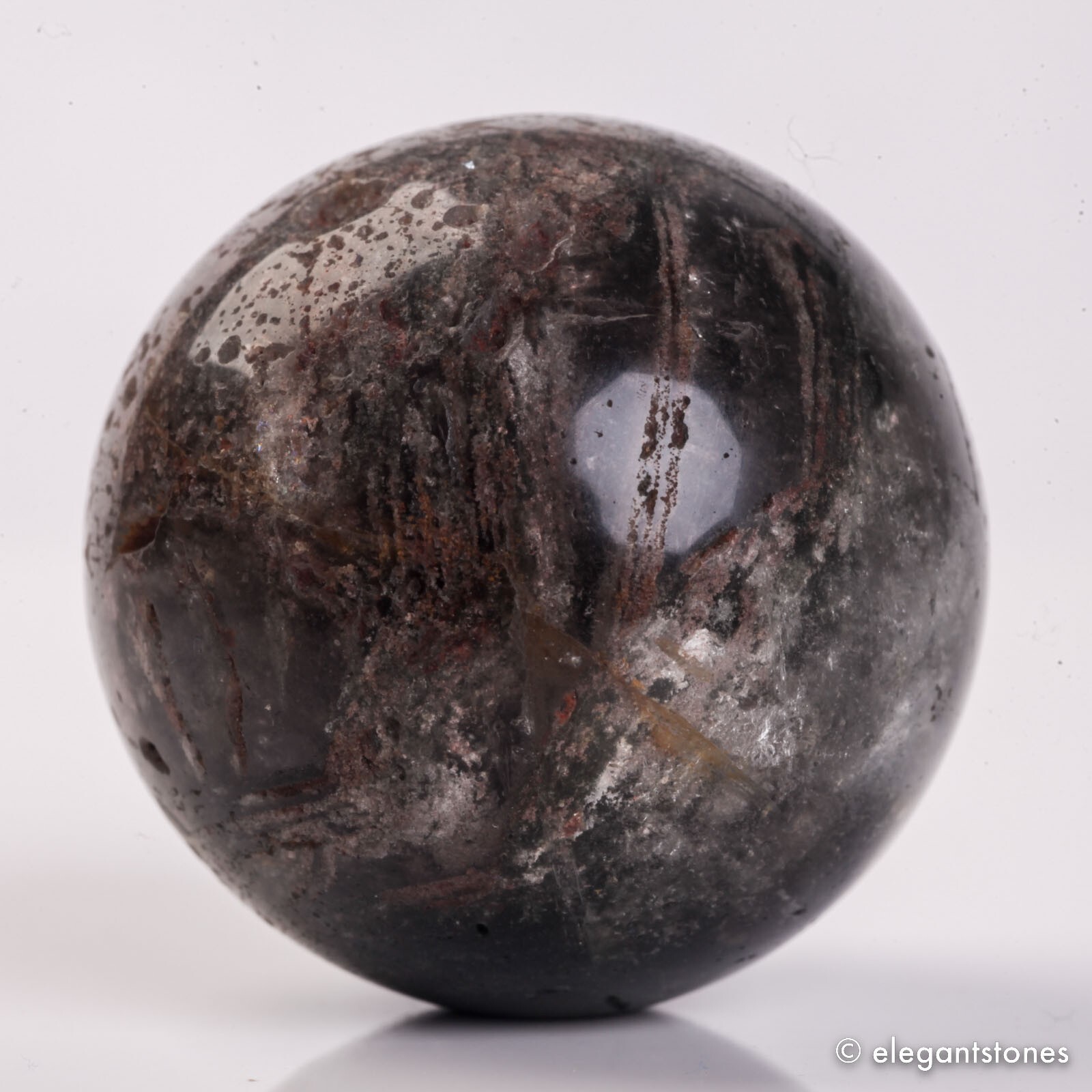 66g37mm Natural Garden/Phantom/Ghost/Lodolite Quartz Crystal Sphere Healing Ball