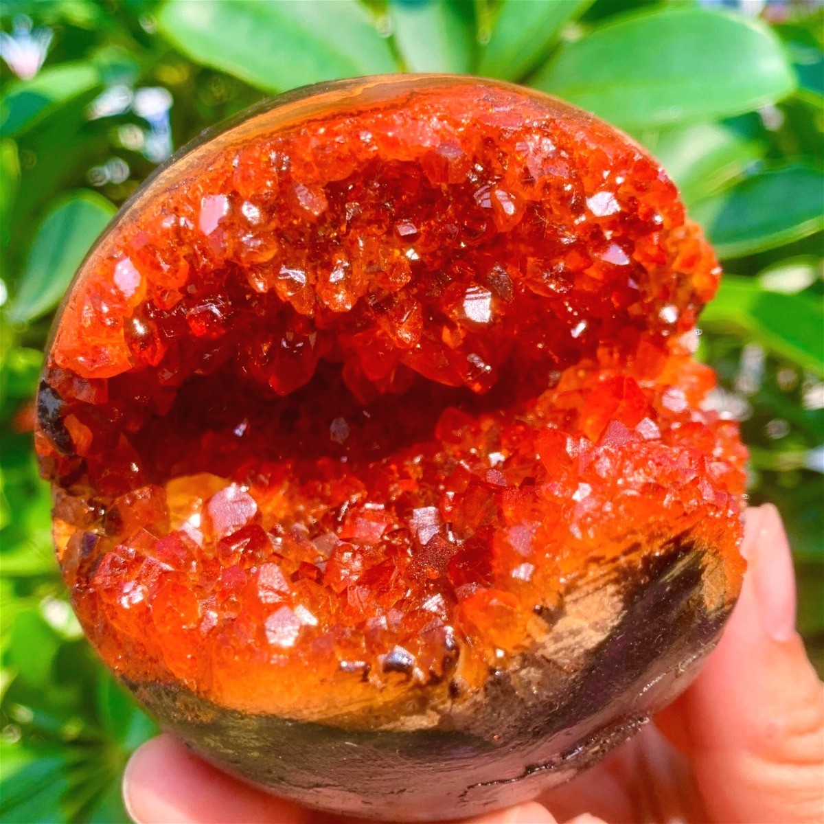 3.3″ 1.7LB Orange Druzy Crystal Sphere Good Color Cluster Ball Home Office Decor