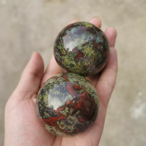 A+ 1PC Natural Dragon Blood Stone Quartz Sphere Crystal Ball Reiki Heal 45mm+