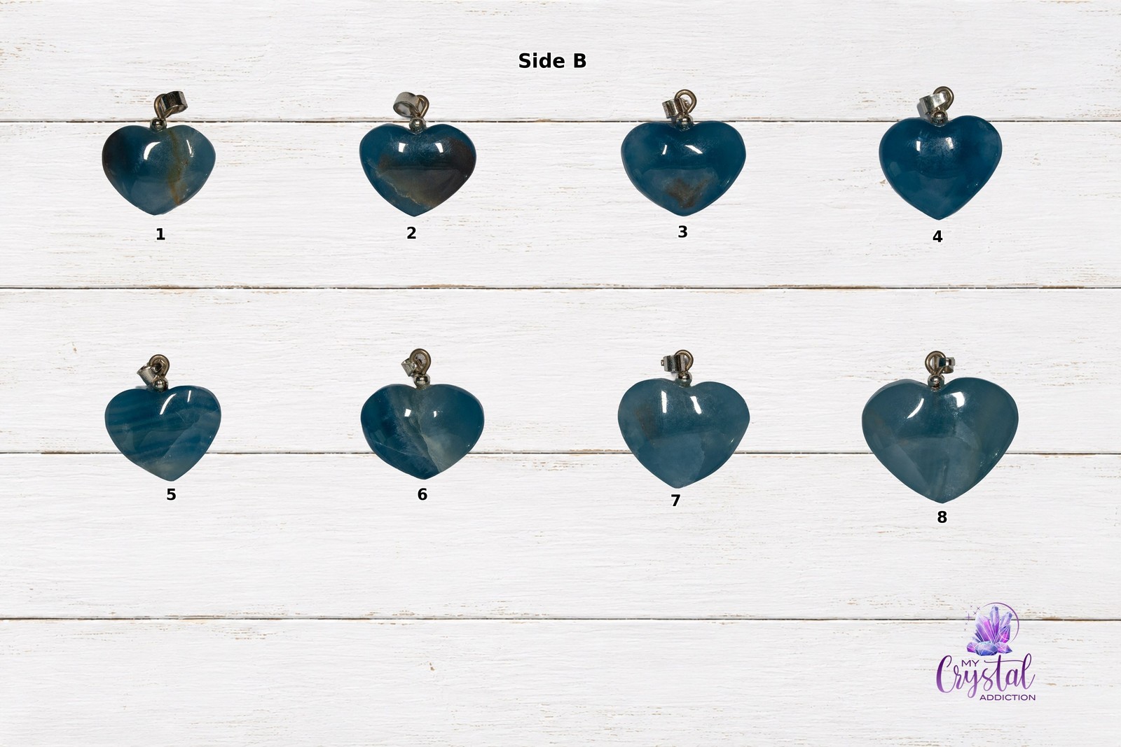 Blue Onyx Heart Pendants from Argentina (blue calcite)