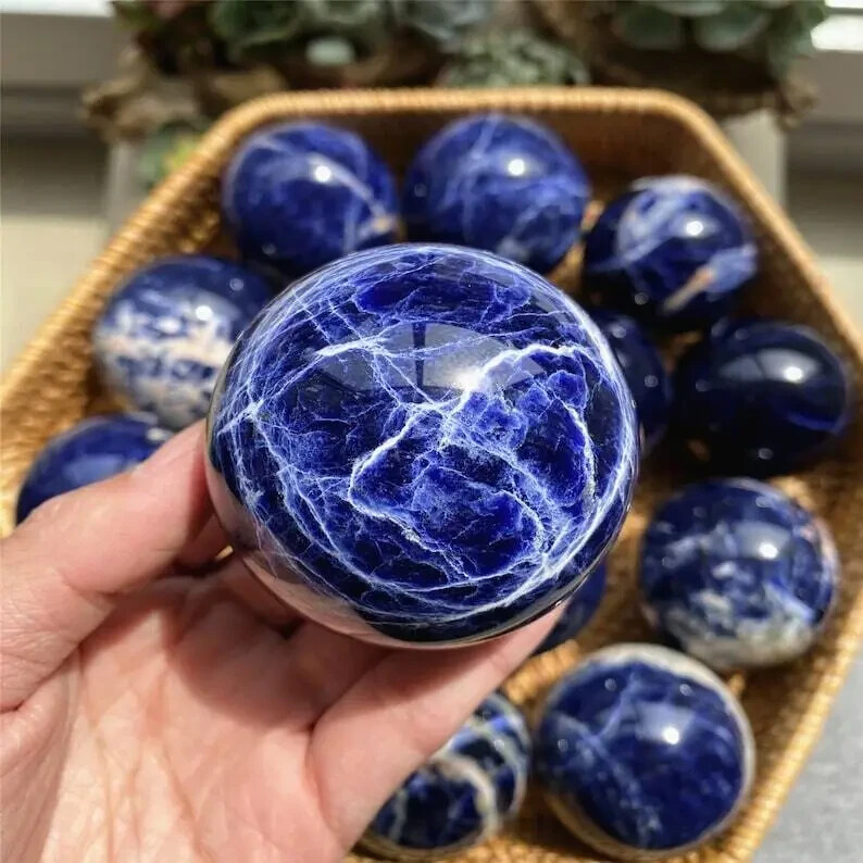50mm Natural blue Sodalite Ball Quartz Crystal polished Sphere Healing gift 1pc
