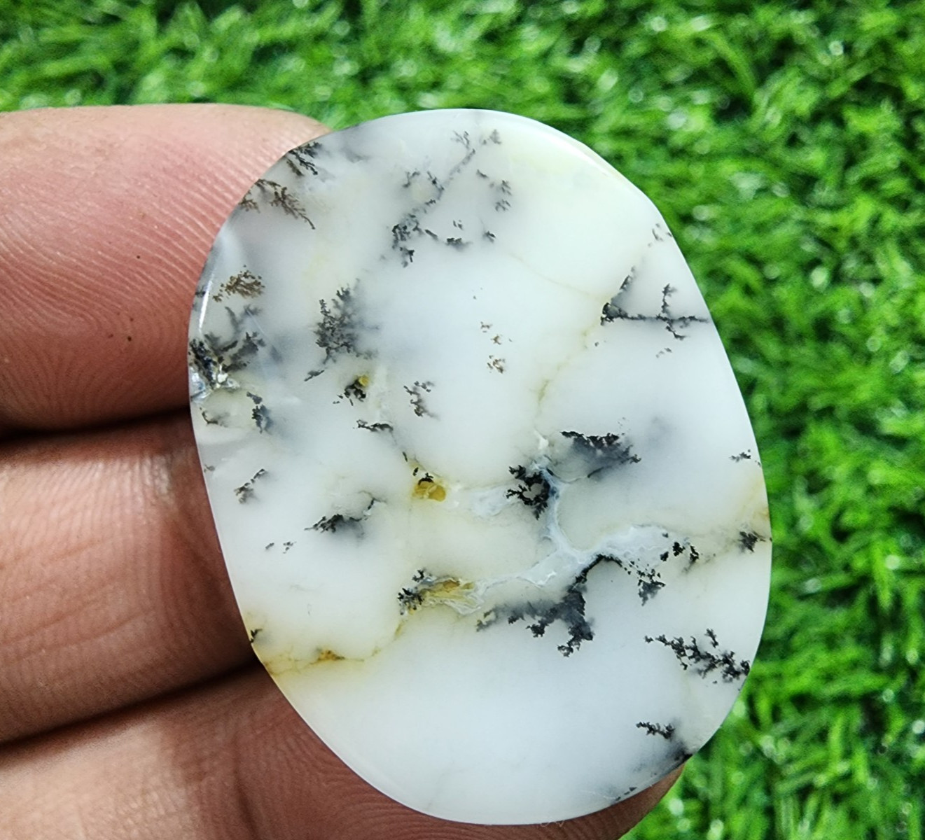 Natural Dendrite Opal 45ct Oval Shape Cabochon High Quality Gemstone Jewelry