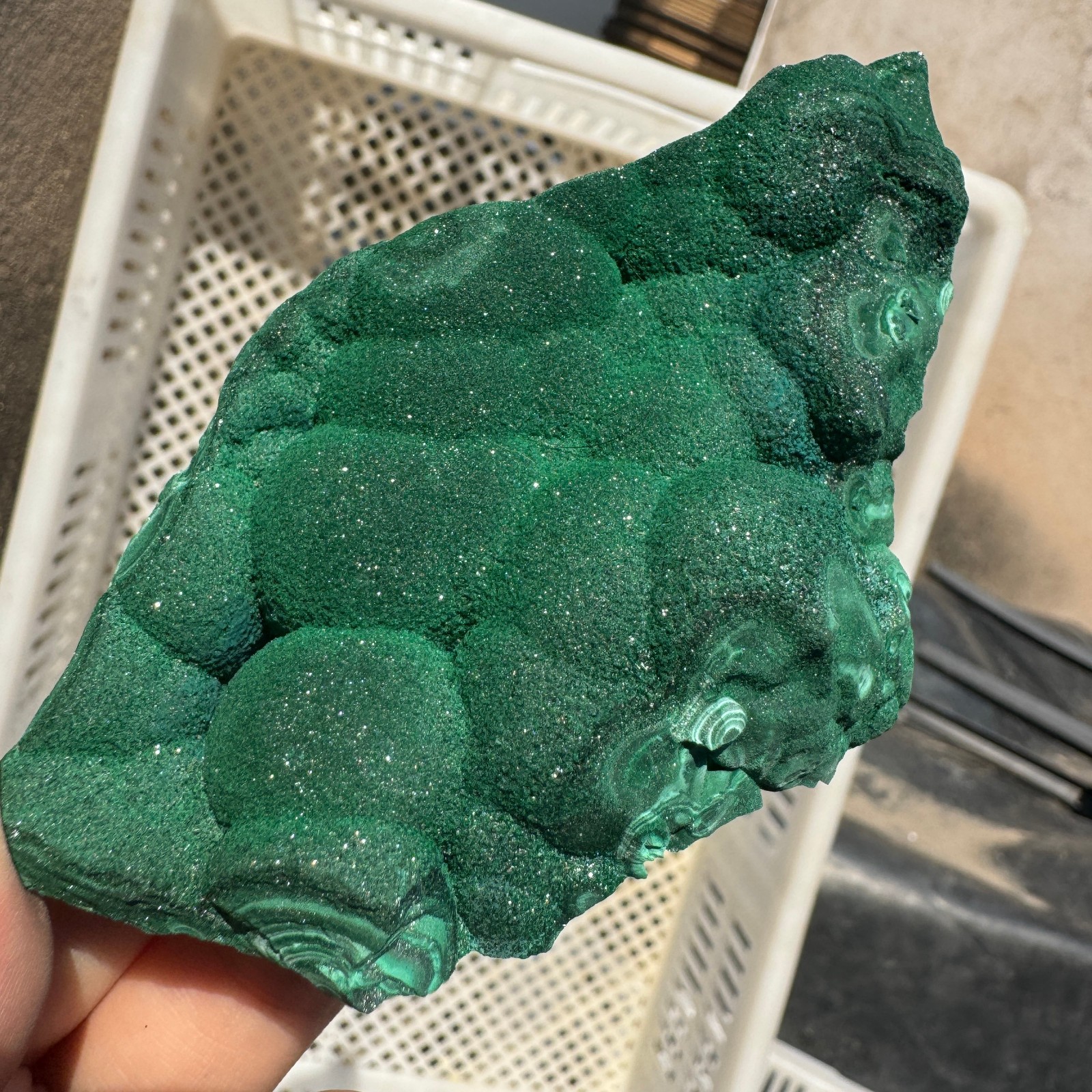 205G Natural glossy Malachite transparent cluster rough mineral sample