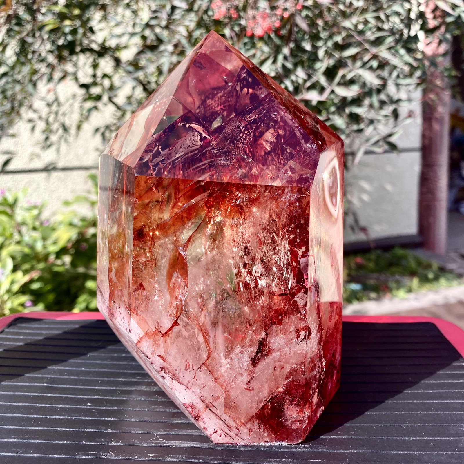 3.92LB Natural Crystal Red Ghost Quartz Mine Crystal Tower Decoration-