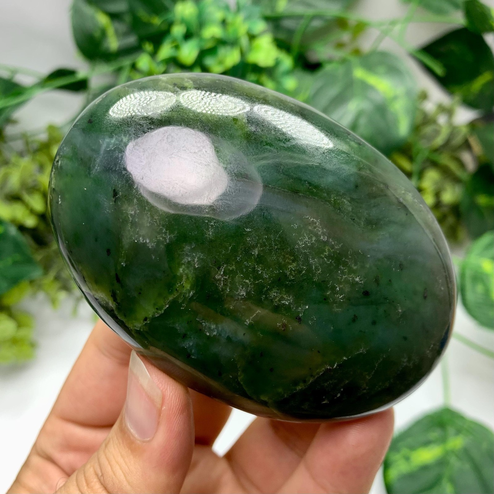 264g Best Quality Green Nephrite Jade Palm Stone, Nephrite Jade, Nephrite, Nephr