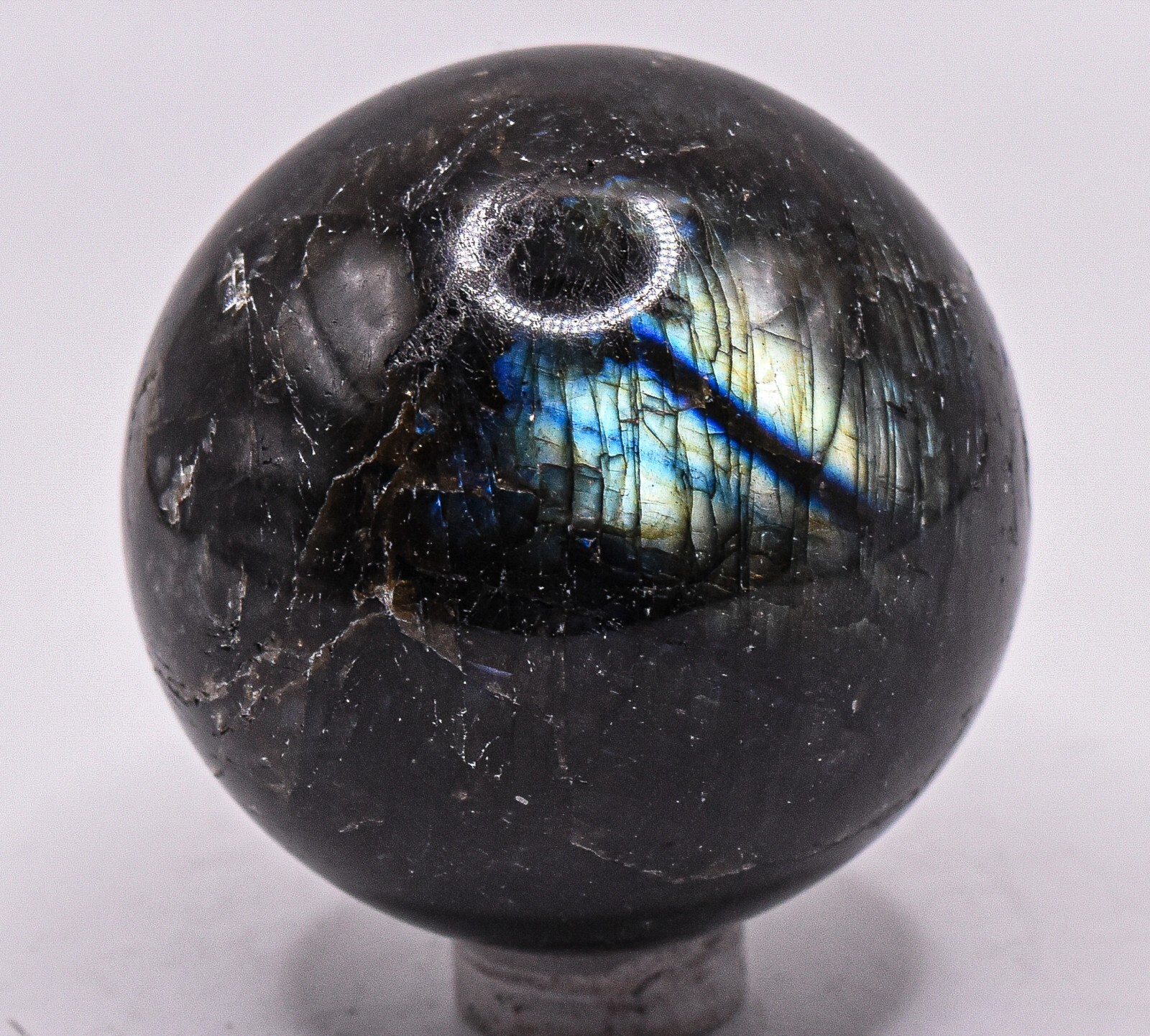 47mm Blue Flash Dark Labradorite Sphere Polished Feldspar Mineral – Madagascar
